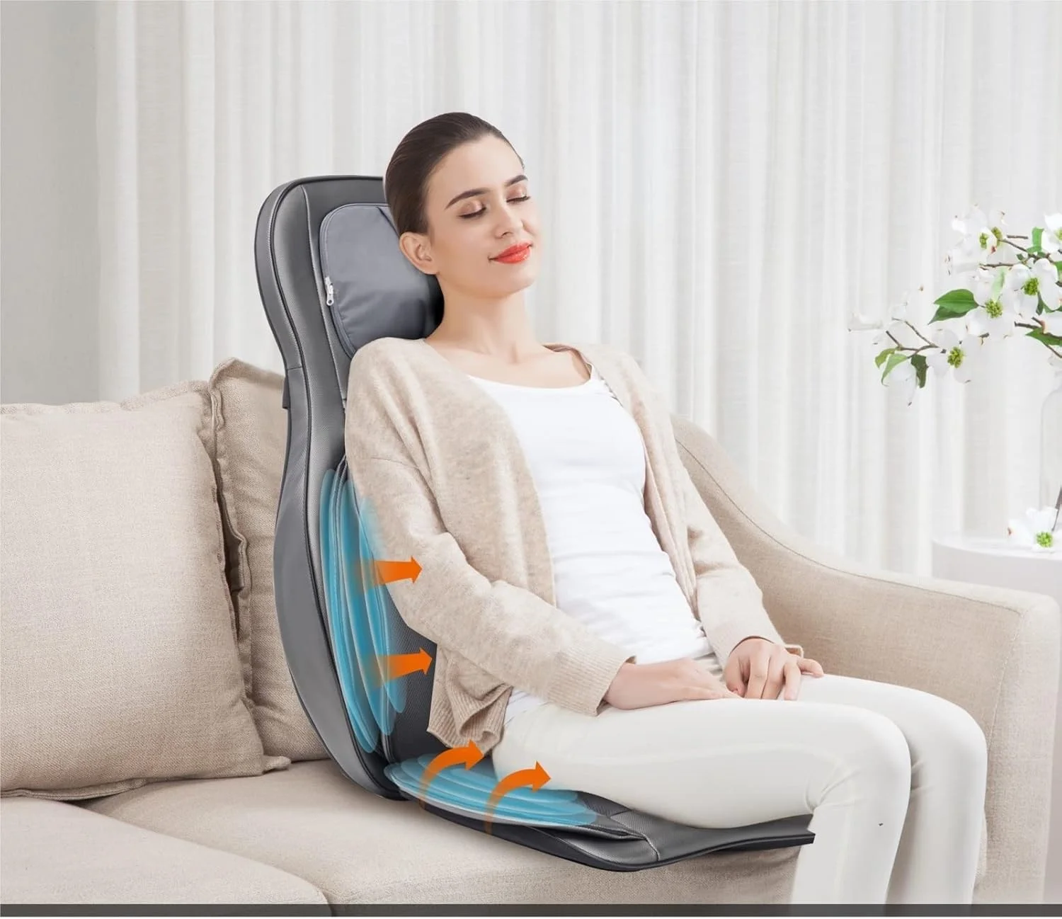 صندلی ماساژ VETCS، ماساژور برقی تمام بدن، پد صندلی ماساژ با کمپرس، غلتک، گرمایش و ویبراتور برای گردن و کمر
