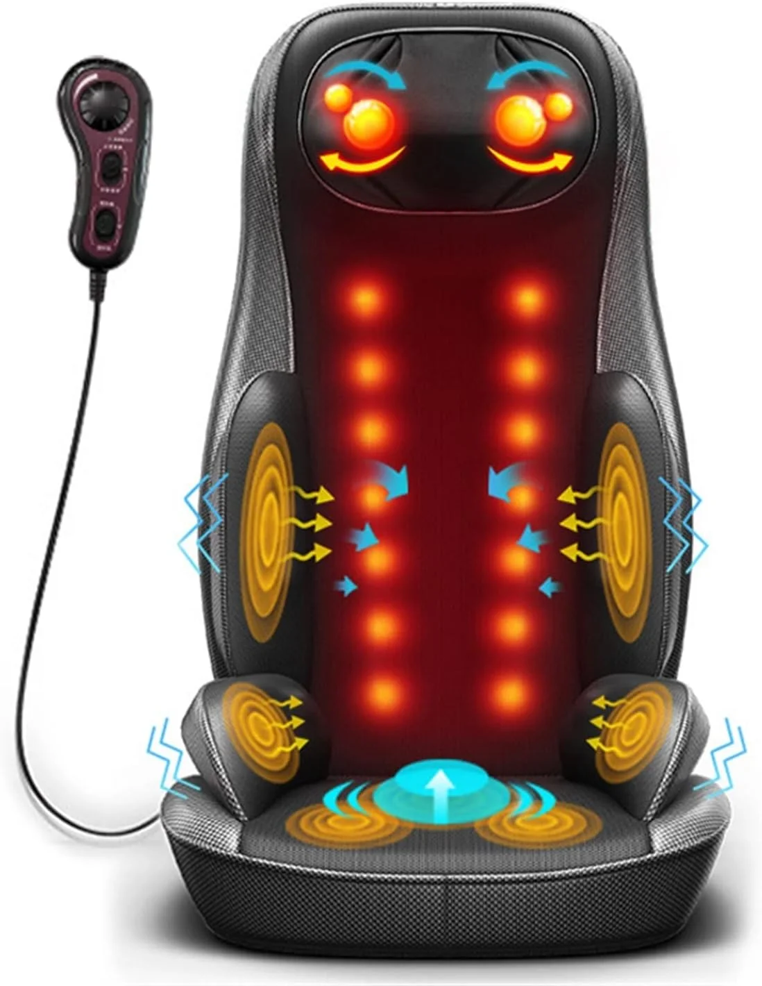 صندلی ماساژ VETCS ماساژور پشت و گردن شیاتسو، کوسن ماساژ شیاتسو تمام بدن، صندلی ماساژور گرمایشی ویبره ای با غلتک های ورزشی برای ریلکسیشن صندلی ماساژ VETCS ماساژور پشت و گردن شیاتسو، کوسن ماساژ شیاتسو تمام بدن، صندلی ماساژور گرمایشی ویبره ای با غلتک های ورزشی برای ریلکسیشن