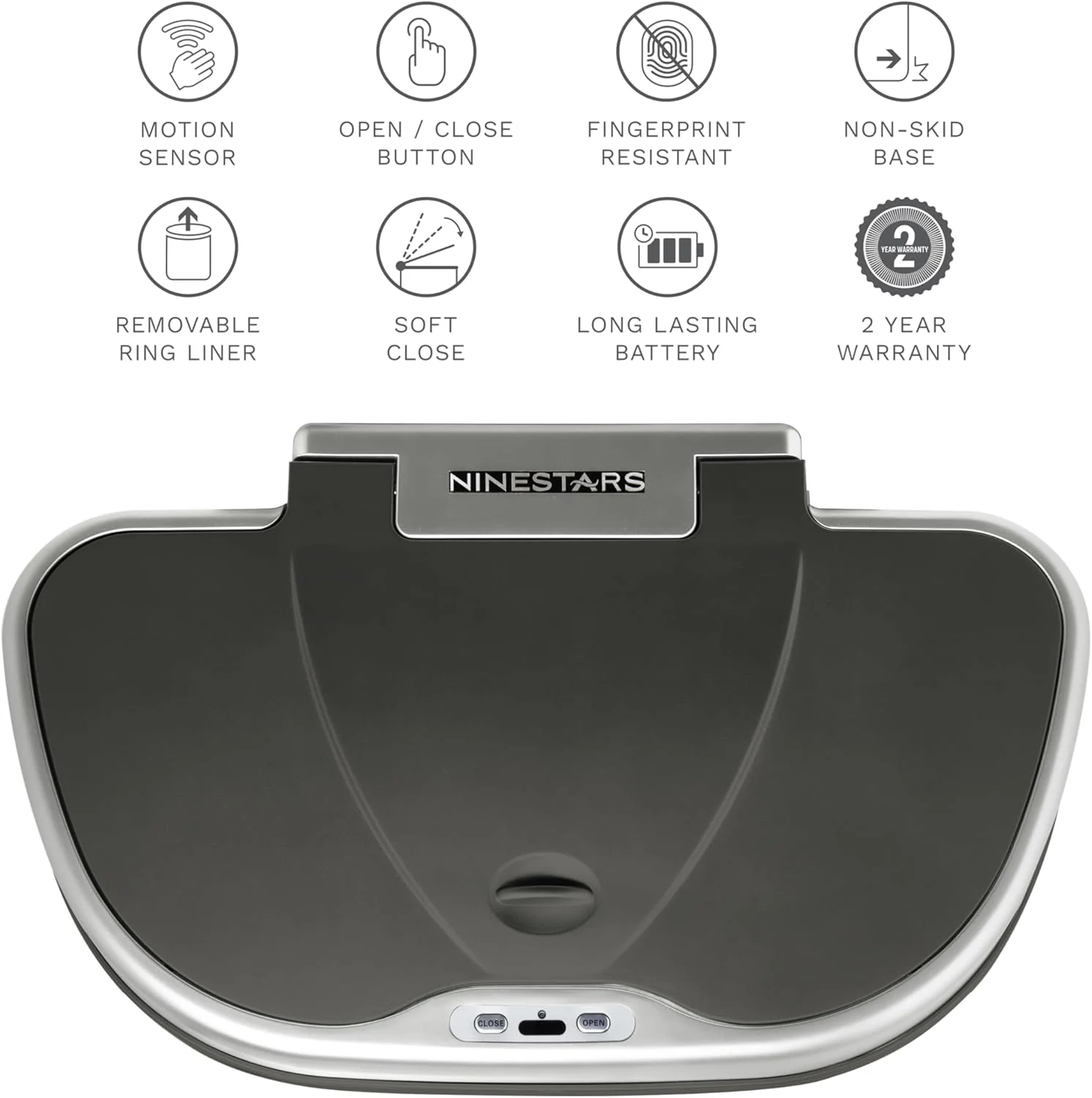 سطل زباله سنسور حرکتی Ninestars DZT-70-R3، خیلی بزرگ، نقره ای سطل زباله سنسور حرکتی Ninestars DZT-70-R3، خیلی بزرگ، نقره ای