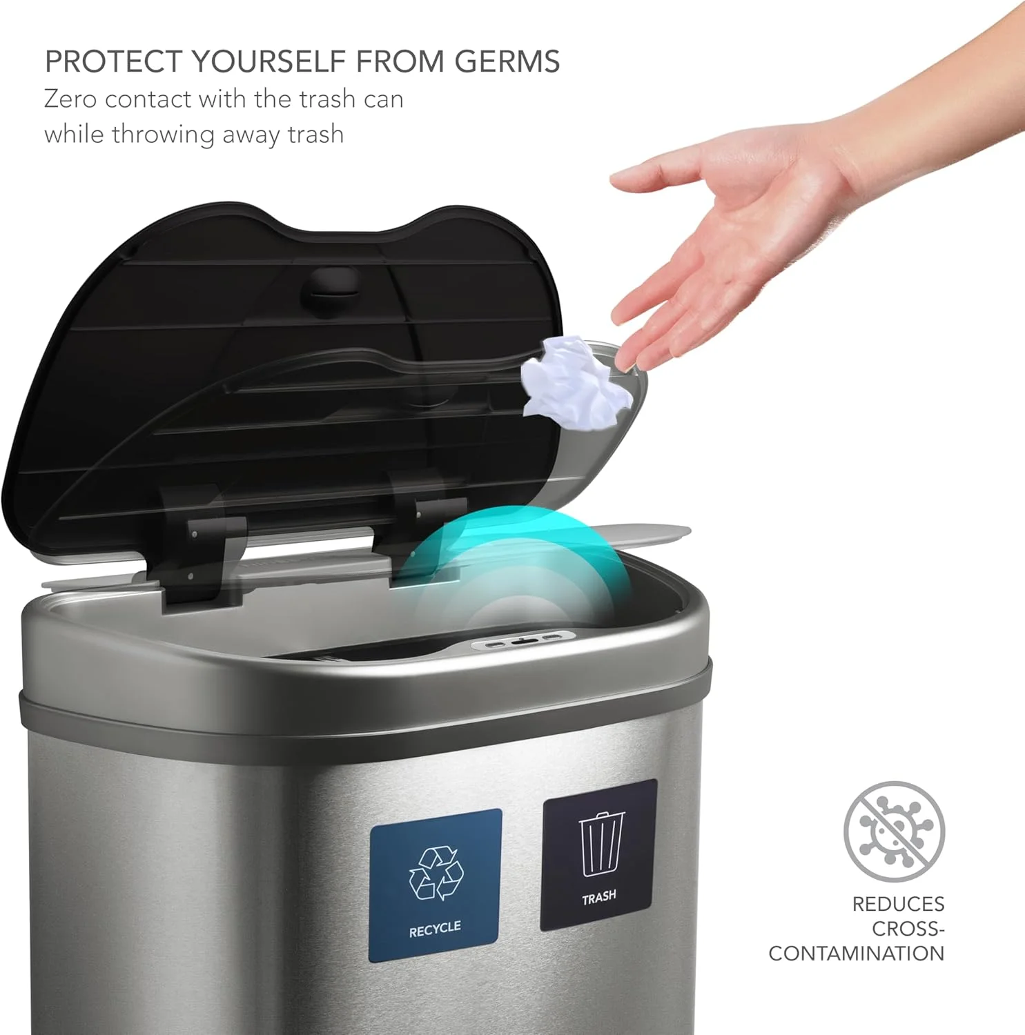 سطل زباله سنسور حرکتی Ninestars DZT-70-R3، خیلی بزرگ، نقره ای سطل زباله سنسور حرکتی Ninestars DZT-70-R3، خیلی بزرگ، نقره ای