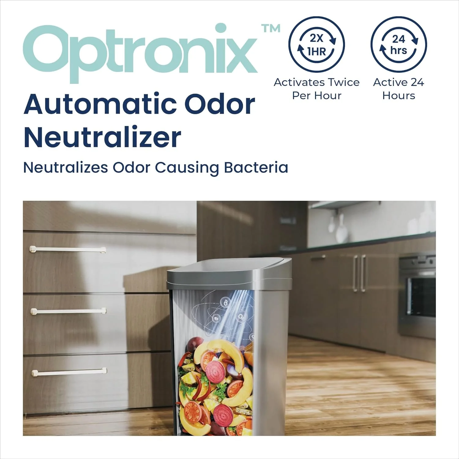 سطل زباله 30 لیتری نقره ای سنسوردار از بین برنده بو NINESTARS