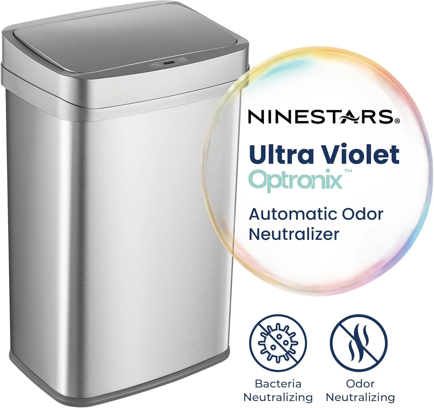 سطل زباله 30 لیتری نقره ای سنسوردار از بین برنده بو NINESTARS