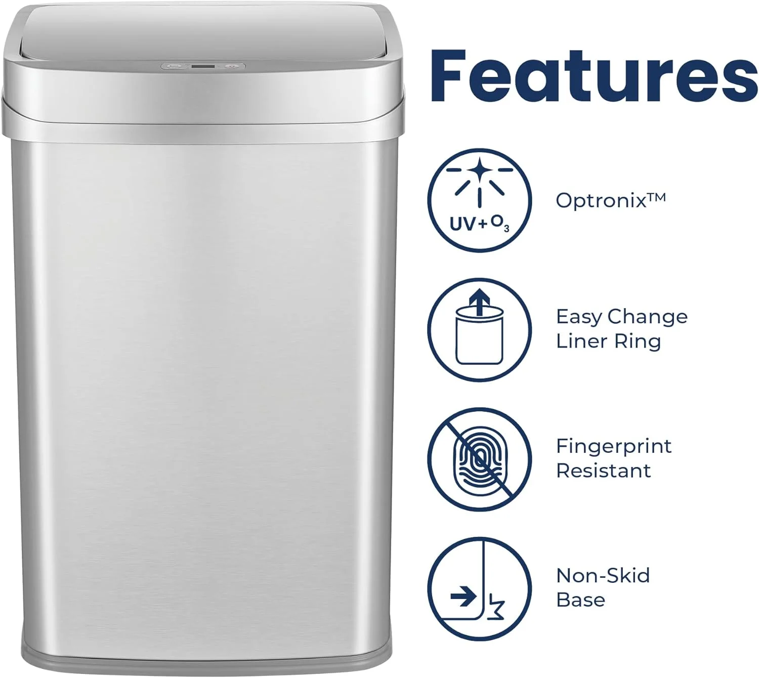 سطل زباله 30 لیتری نقره ای سنسوردار از بین برنده بو NINESTARS