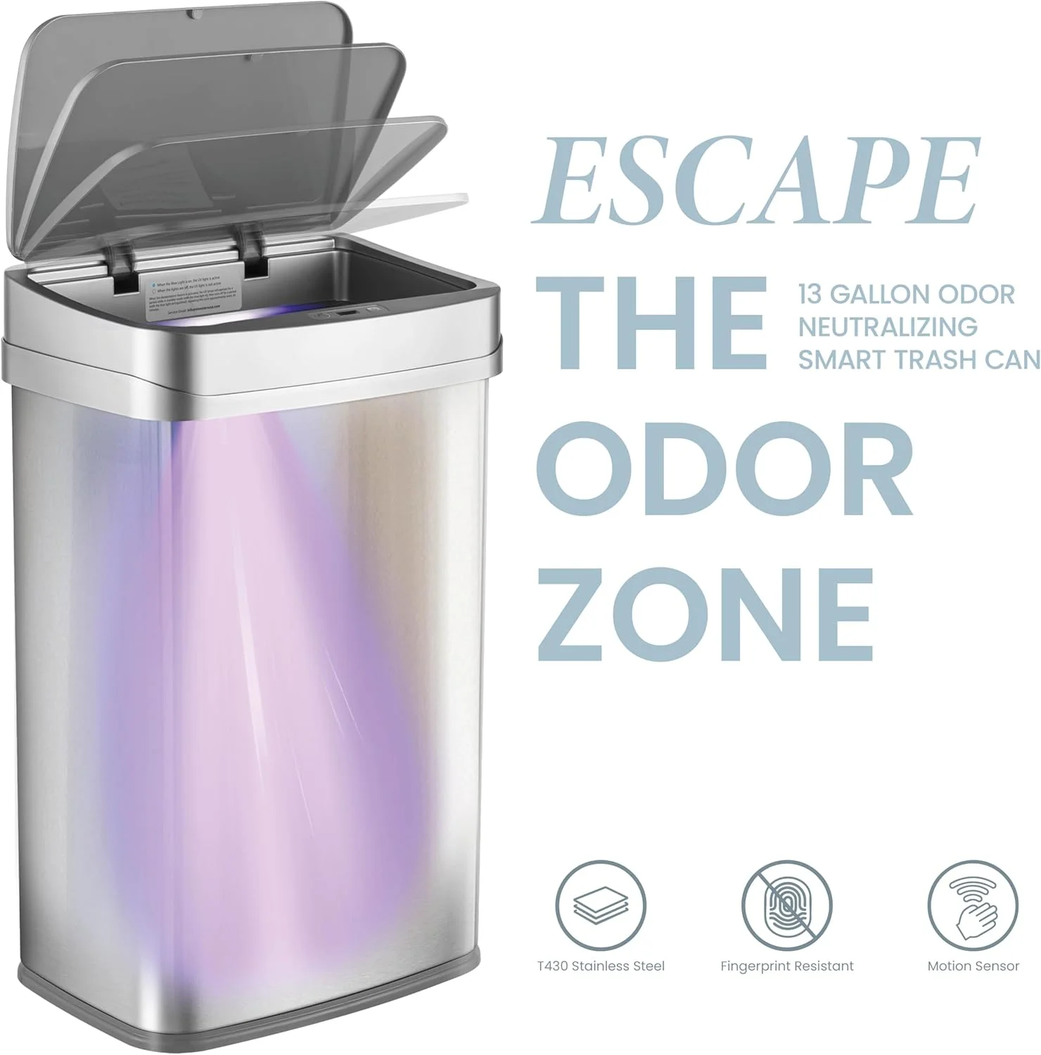 سطل زباله آشپزخانه اتوماتیک 50 لیتری نایین استارز سری نوا با قابلیت حذف بو، کنترل بوی اتوماتیک، سنسور حرکتی، استیل ضد زنگ هوشمند، نقره ای سطل زباله آشپزخانه اتوماتیک 50 لیتری نایین استارز سری نوا با قابلیت حذف بو، کنترل بوی اتوماتیک، سنسور حرکتی، استیل ضد زنگ هوشمند، نقره ای