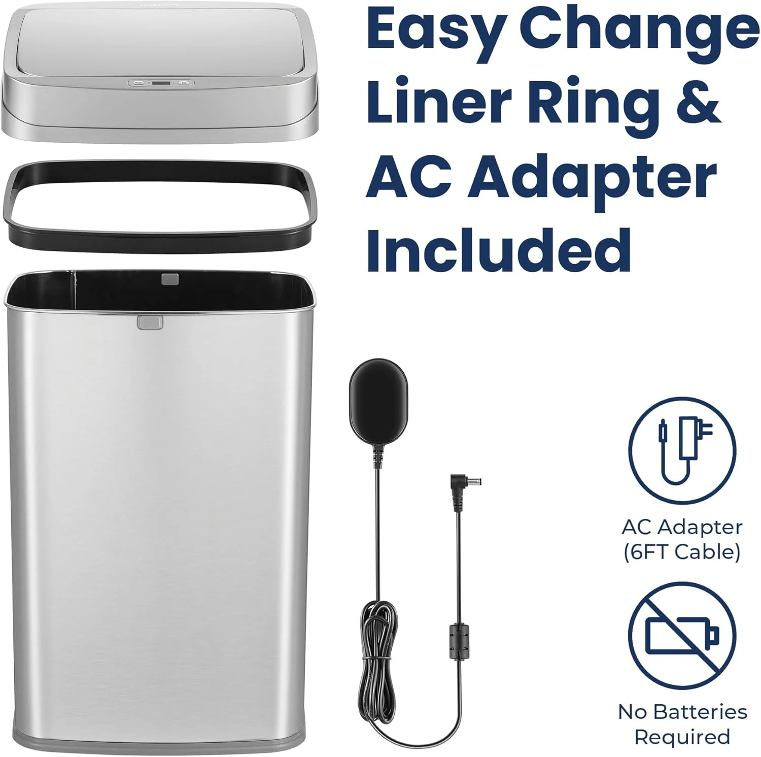 سطل زباله 30 لیتری نقره ای سنسوردار از بین برنده بو NINESTARS