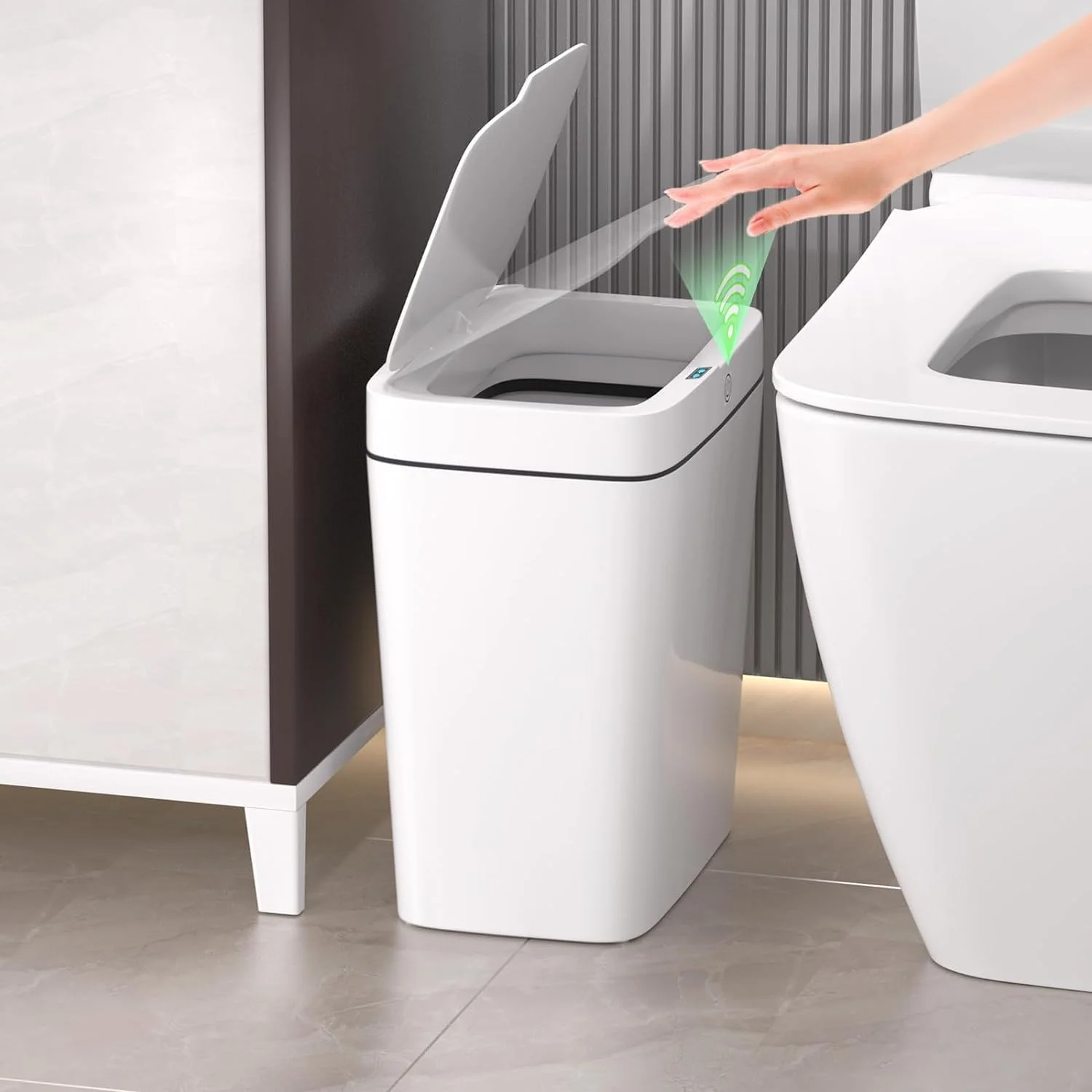 سطل زباله اتوماتیک ORCHID M® | سطل زباله 15 لیتری درب دار | سطل زباله القایی اتوماتیک بدون لمس، مناسب برای آشپزخانه، خانه، دفتر، اتاق نشیمن، اتاق خواب