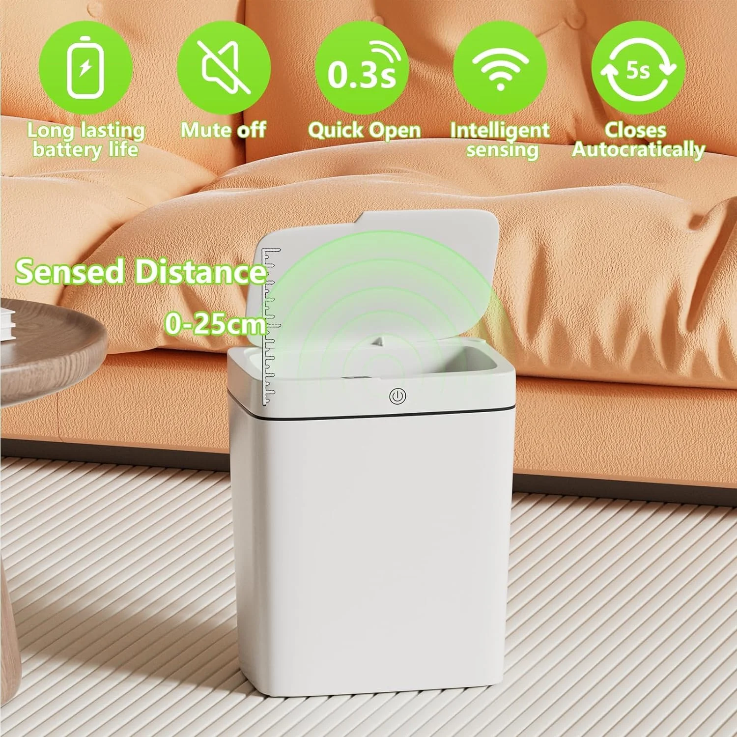 سطل زباله اتوماتیک ORCHID M® | سطل زباله 15 لیتری درب دار | سطل زباله القایی اتوماتیک بدون لمس، مناسب برای آشپزخانه، خانه، دفتر، اتاق نشیمن، اتاق خواب