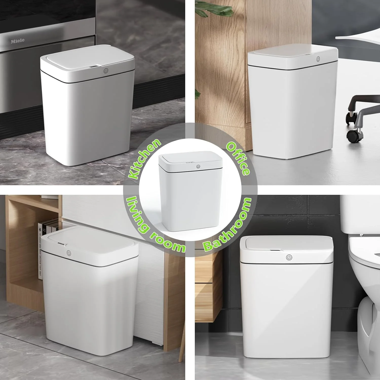 سطل زباله اتوماتیک ORCHID M® | سطل زباله 15 لیتری درب دار | سطل زباله القایی اتوماتیک بدون لمس، مناسب برای آشپزخانه، خانه، دفتر، اتاق نشیمن، اتاق خواب