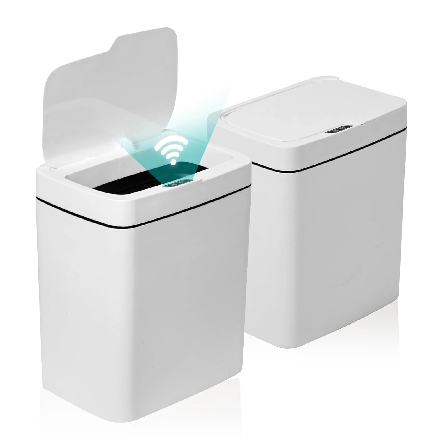 سطل زباله هوشمند لمسی ORCHID M® با سنسور 18 لیتری، ست سطل زباله اتوماتیک 18 لیتری با درب برای آشپزخانه، حمام، طراحی باریک، کنترل بو، ضد حیوانات خانگی، سطل زباله کوچک حرکتی (سفید)