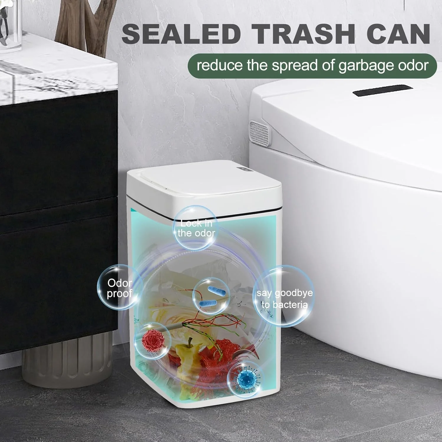 سطل زباله هوشمند لمسی ORCHID M® با سنسور 18 لیتری، ست سطل زباله اتوماتیک 18 لیتری با درب برای آشپزخانه، حمام، طراحی باریک، کنترل بو، ضد حیوانات خانگی، سطل زباله کوچک حرکتی (سفید) سطل زباله هوشمند لمسی ORCHID M® با سنسور 18 لیتری، ست سطل زباله اتوماتیک 18 لیتری با درب برای آشپزخانه، حمام، طراحی باریک، کنترل بو، ضد حیوانات خانگی، سطل زباله کوچک حرکتی (سفید)