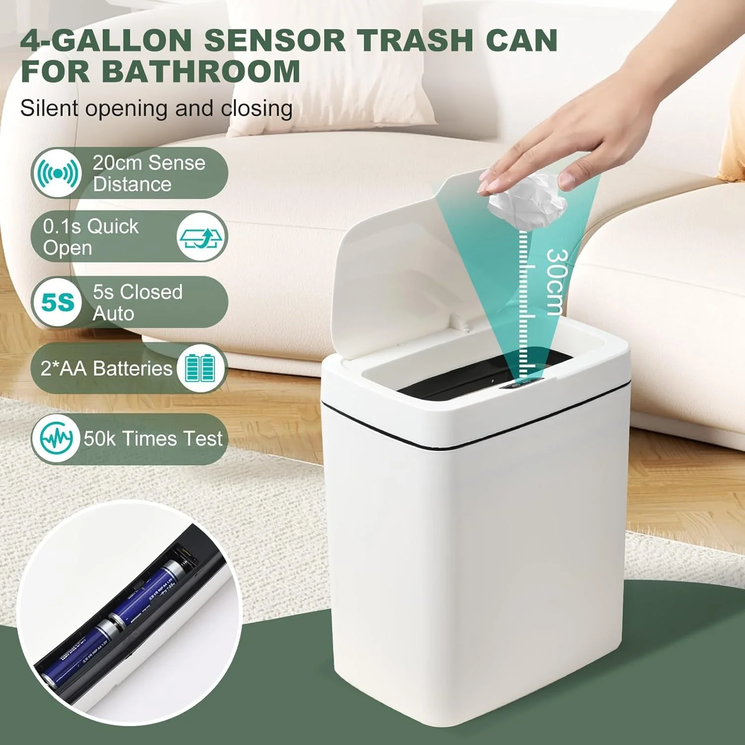 سطل زباله هوشمند لمسی ORCHID M® با سنسور 18 لیتری، ست سطل زباله اتوماتیک 18 لیتری با درب برای آشپزخانه، حمام، طراحی باریک، کنترل بو، ضد حیوانات خانگی، سطل زباله کوچک حرکتی (سفید) سطل زباله هوشمند لمسی ORCHID M® با سنسور 18 لیتری، ست سطل زباله اتوماتیک 18 لیتری با درب برای آشپزخانه، حمام، طراحی باریک، کنترل بو، ضد حیوانات خانگی، سطل زباله کوچک حرکتی (سفید)