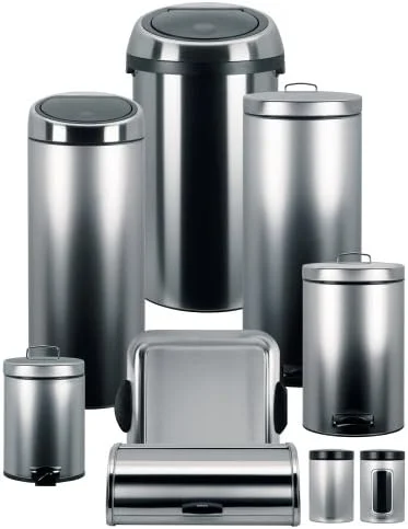 سطل زباله لمسی مستطیلی 25 لیتری برابانتیا - استیل مات ضد اثر انگشت