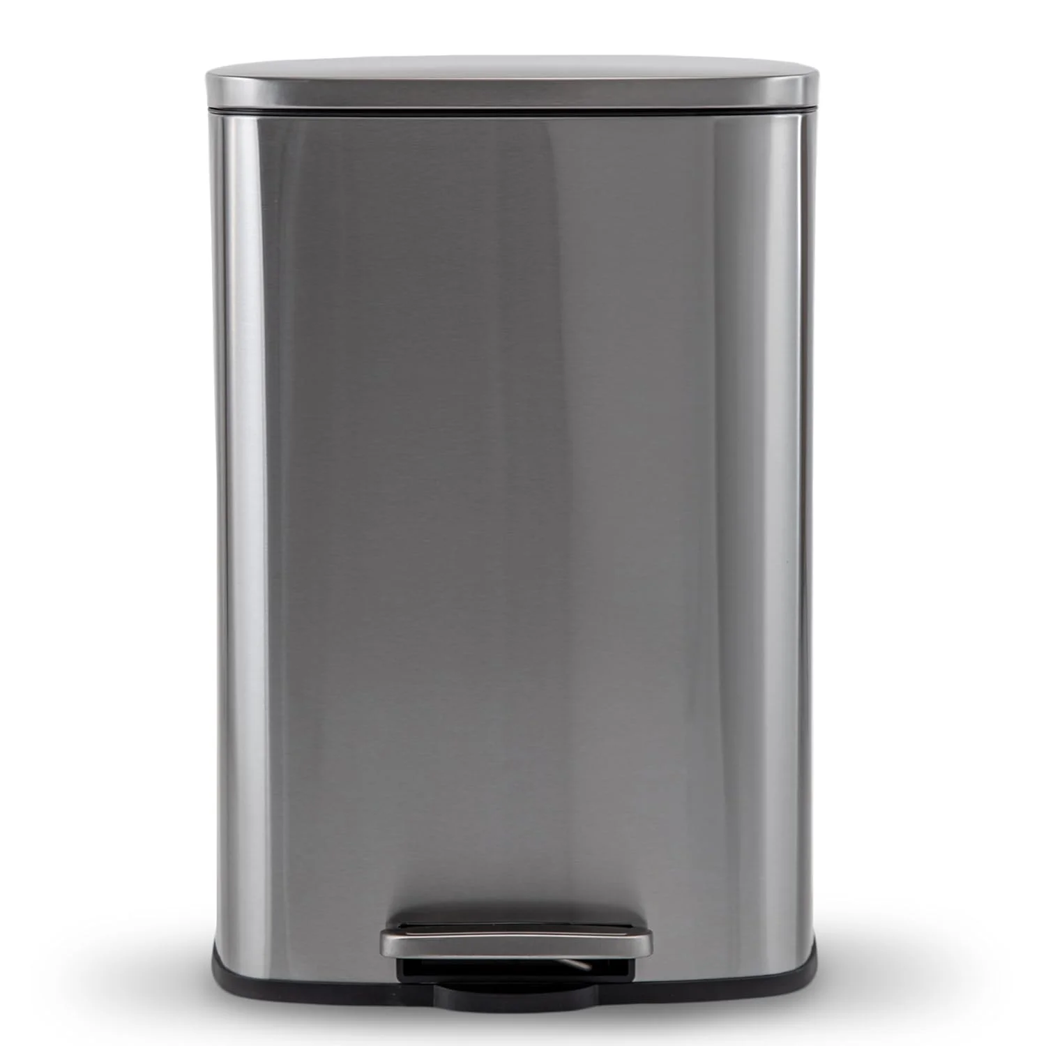 سطل زباله آشپزخانه 50 لیتری NINESTARS JCT-50-8، سطل آشغال، سطل زباله استیل ضد زنگ، سطل زباله مقاوم در برابر لکه، پدال بسیار بادوام با درب آرام بند برای خانه، دفتر، آشپزخانه