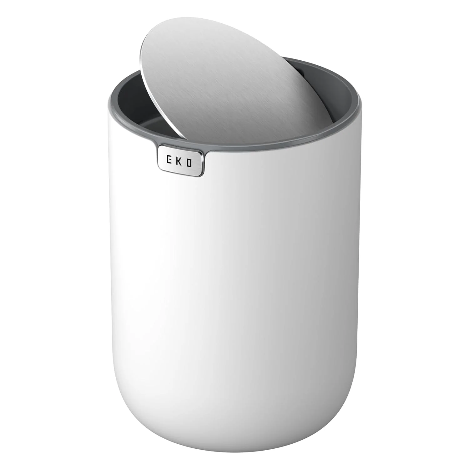 سطل زباله کوچک EKO Fandy با درب چرخشی، 2.2 لیتری، مناسب برای حمام، میز، روشویی، میز کار یا دفتر کار، سطل زباله کوچک (سفید)