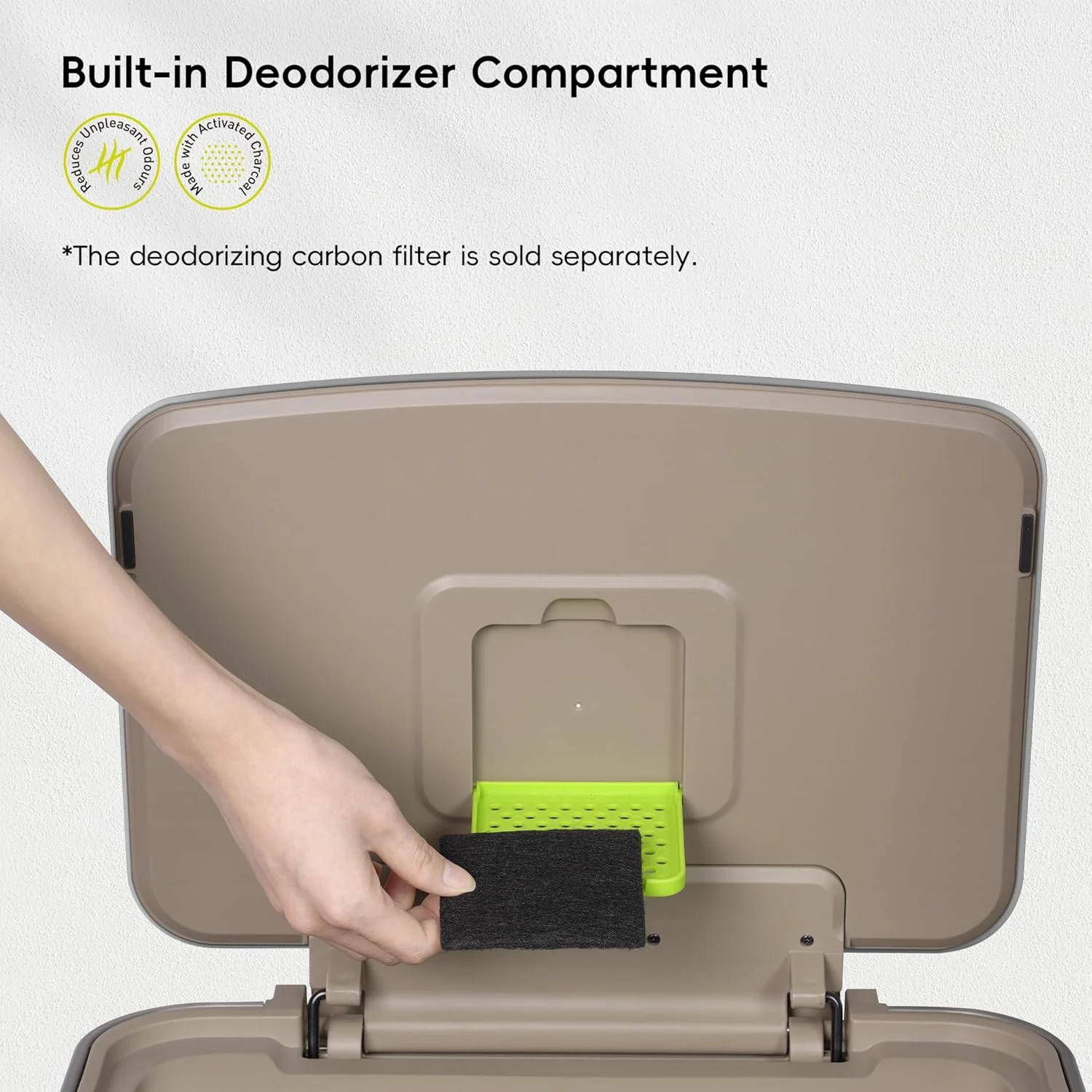 سطل زباله پدالی 50 لیتری ایکو مدل Hudson با روکش استیل مات و محفظه نگهداری کیسه زباله