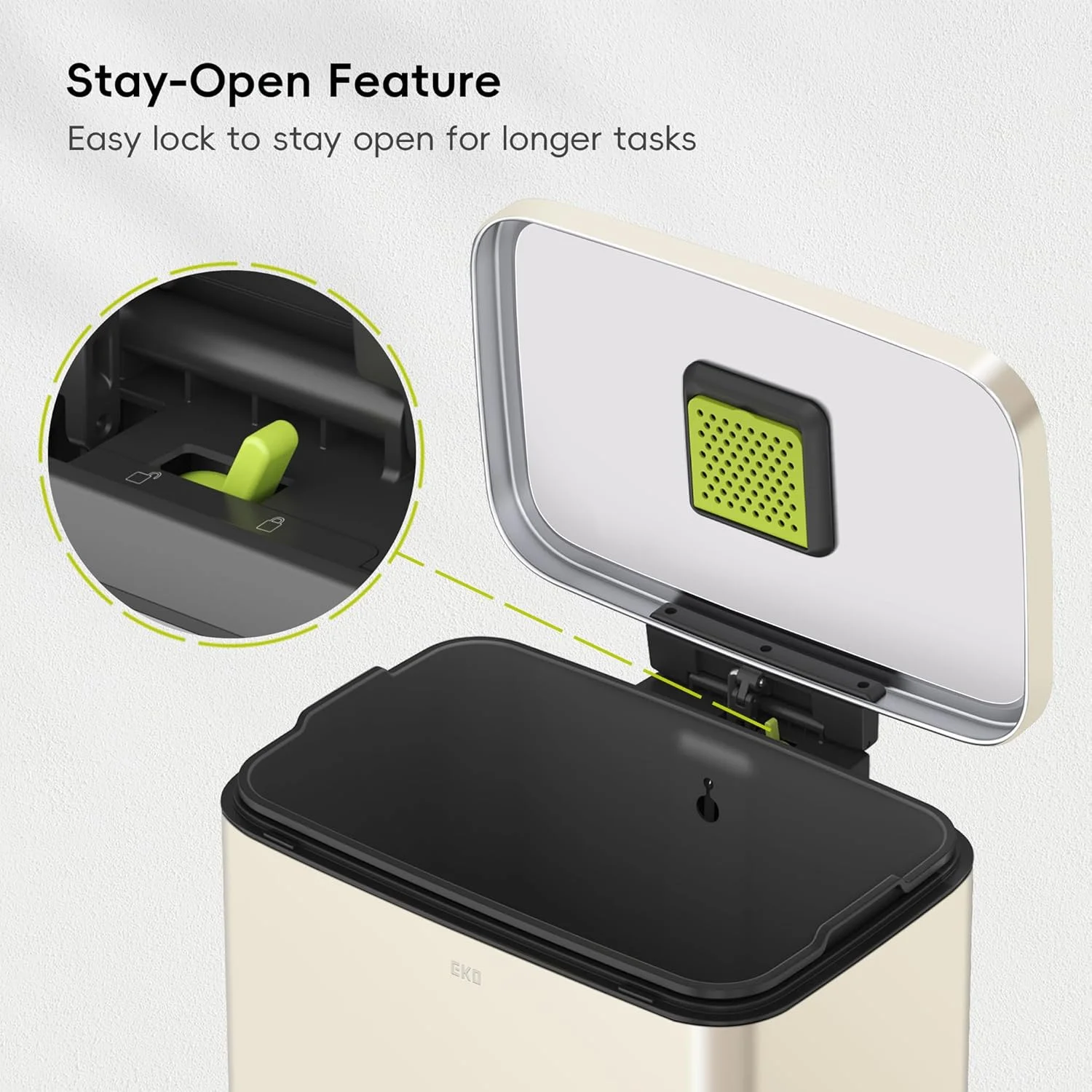 سطل زباله پدالی 50 لیتری/13.2 گالنی EKO Madison با روکش استیل وانیلی با سطل داخلی - مقاوم در برابر اثر انگشت سطل زباله پدالی 50 لیتری/13.2 گالنی EKO Madison با روکش استیل وانیلی با سطل داخلی - مقاوم در برابر اثر انگشت