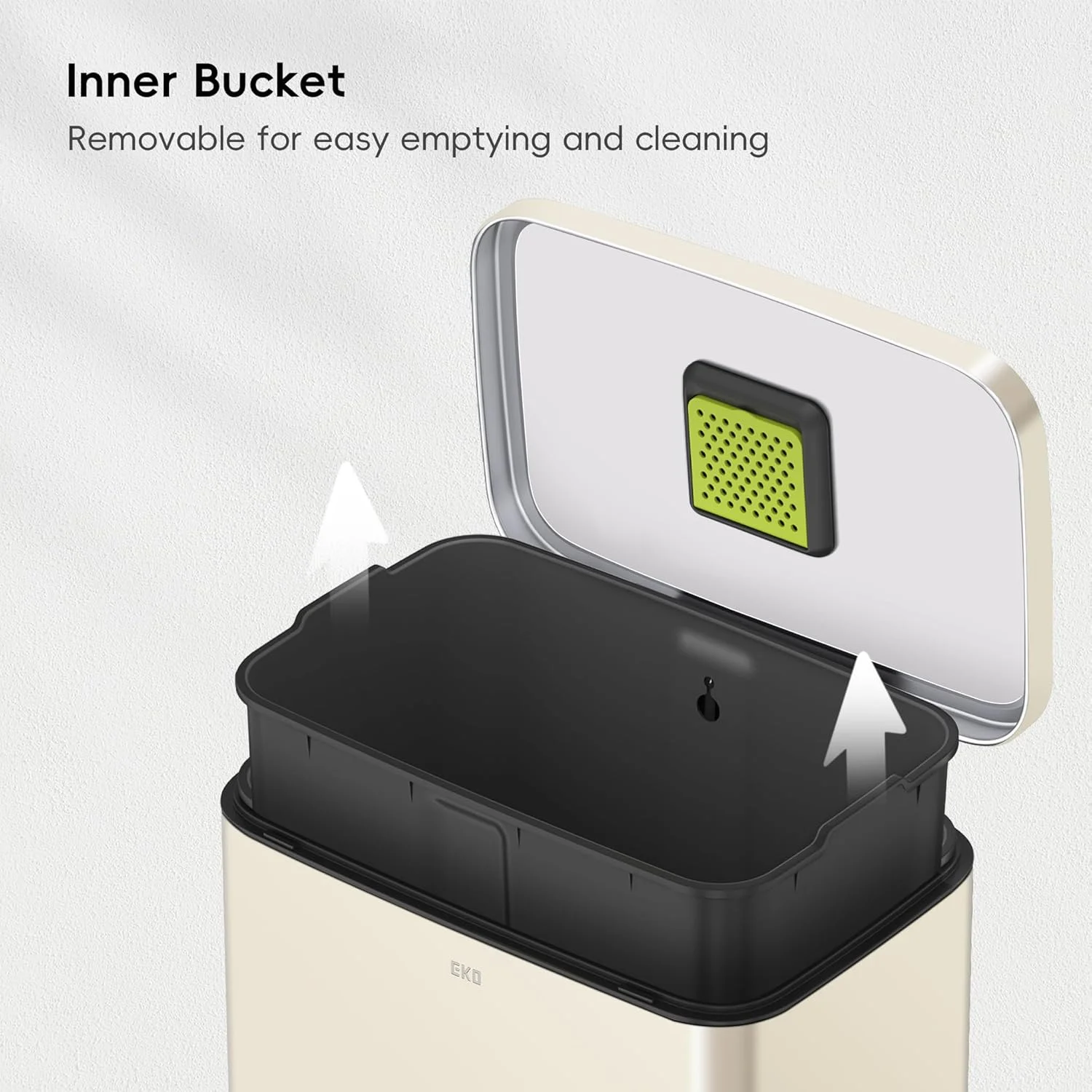 سطل زباله پدالی 50 لیتری/13.2 گالنی EKO Madison با روکش استیل وانیلی با سطل داخلی - مقاوم در برابر اثر انگشت سطل زباله پدالی 50 لیتری/13.2 گالنی EKO Madison با روکش استیل وانیلی با سطل داخلی - مقاوم در برابر اثر انگشت