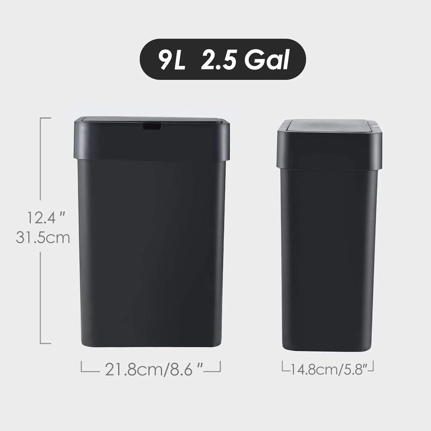 سطل زباله حمام ELPHECO با درب، 9.5 لیتری، سنسور حرکتی، باریک، سطل زباله کوچک بدون لمس، دکور حمام، سطل زباله هوشمند برای اتاق خواب، اتاق نشیمن، توالت (مشکی) سطل زباله حمام ELPHECO با درب، 9.5 لیتری، سنسور حرکتی، باریک، سطل زباله کوچک بدون لمس، دکور حمام، سطل زباله هوشمند برای اتاق خواب، اتاق نشیمن، توالت (مشکی)