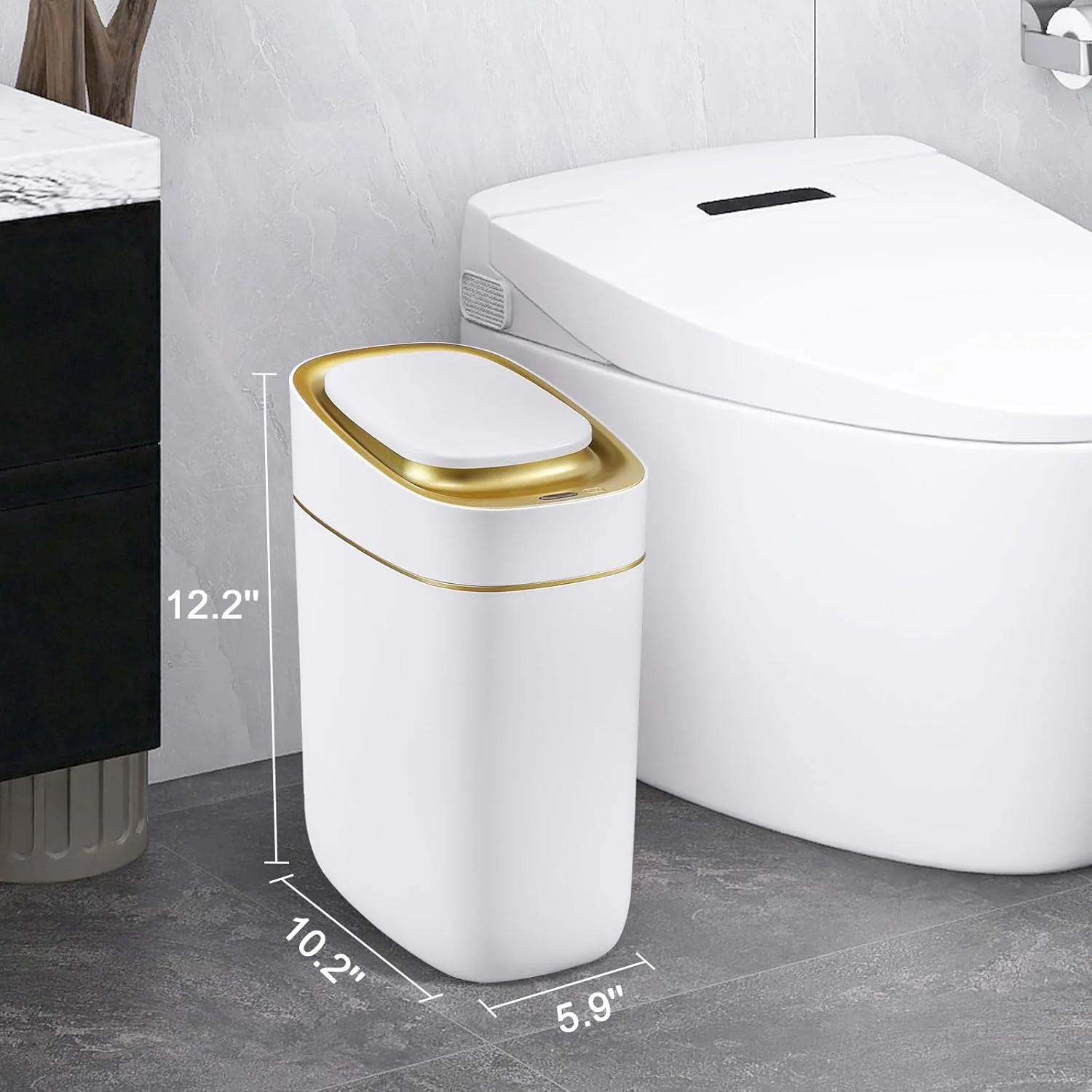 سطل زباله کوچک ELPHECO با درب، سطل زباله کیسه دار اتوماتیک 2.5 گالن، سطل زباله باریک سنسوردار، سطل زباله سنسور حرکتی پلاستیکی، سطل زباله باریک ضد آب با درب آرام بند سطل زباله کوچک ELPHECO با درب، سطل زباله کیسه دار اتوماتیک 2.5 گالن، سطل زباله باریک سنسوردار، سطل زباله سنسور حرکتی پلاستیکی، سطل زباله باریک ضد آب با درب آرام بند