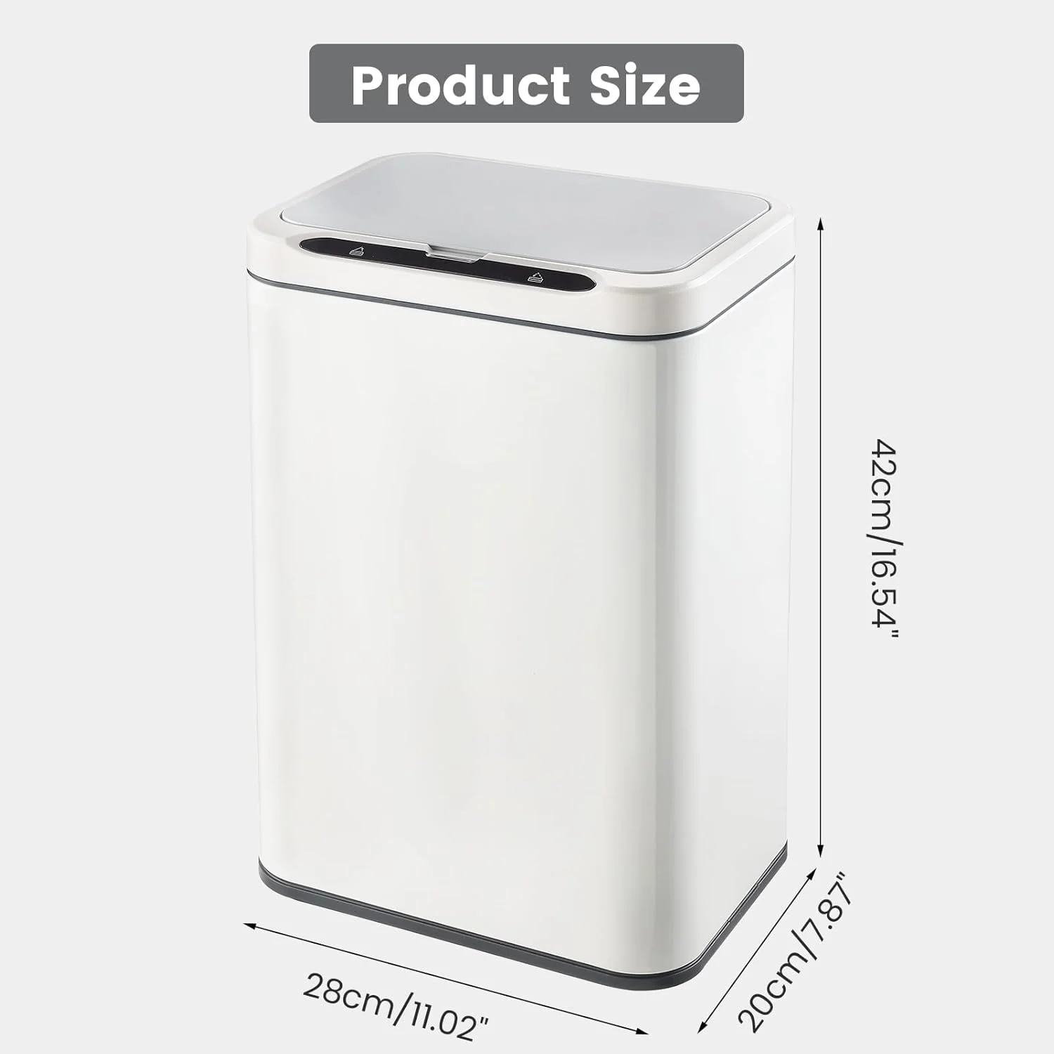 سطل زباله استیل اداری ELPHECO با سنسور حرکتی، سطل زباله هوشمند بدون لمس، سطل زباله اتوماتیک برای آشپزخانه، دفتر، حمام (سفید، 21 لیتر)، 3AA
