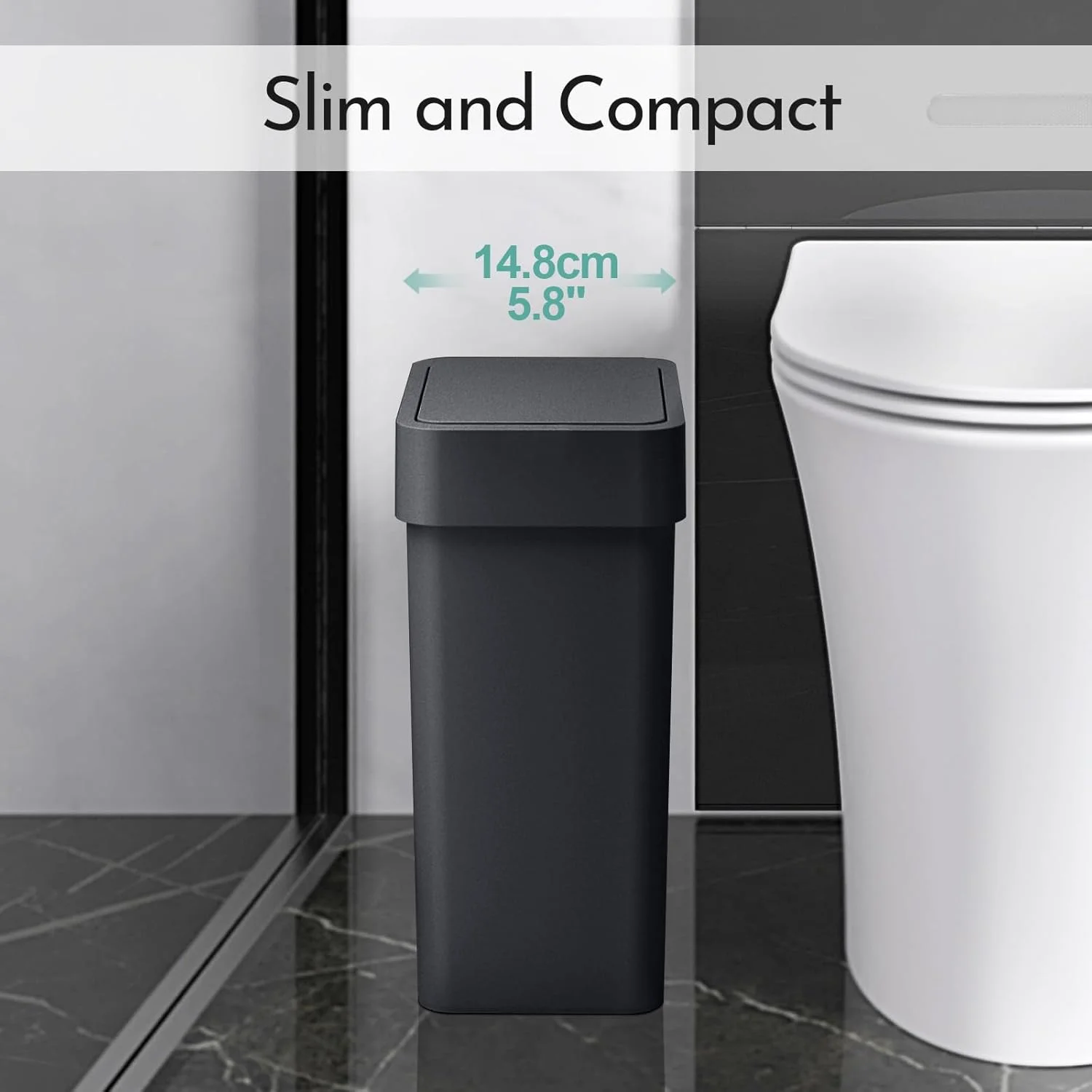 سطل زباله حمام ELPHECO با درب، 9.5 لیتری، سنسور حرکتی، باریک، سطل زباله کوچک بدون لمس، دکور حمام، سطل زباله هوشمند برای اتاق خواب، اتاق نشیمن، توالت (مشکی) سطل زباله حمام ELPHECO با درب، 9.5 لیتری، سنسور حرکتی، باریک، سطل زباله کوچک بدون لمس، دکور حمام، سطل زباله هوشمند برای اتاق خواب، اتاق نشیمن، توالت (مشکی)