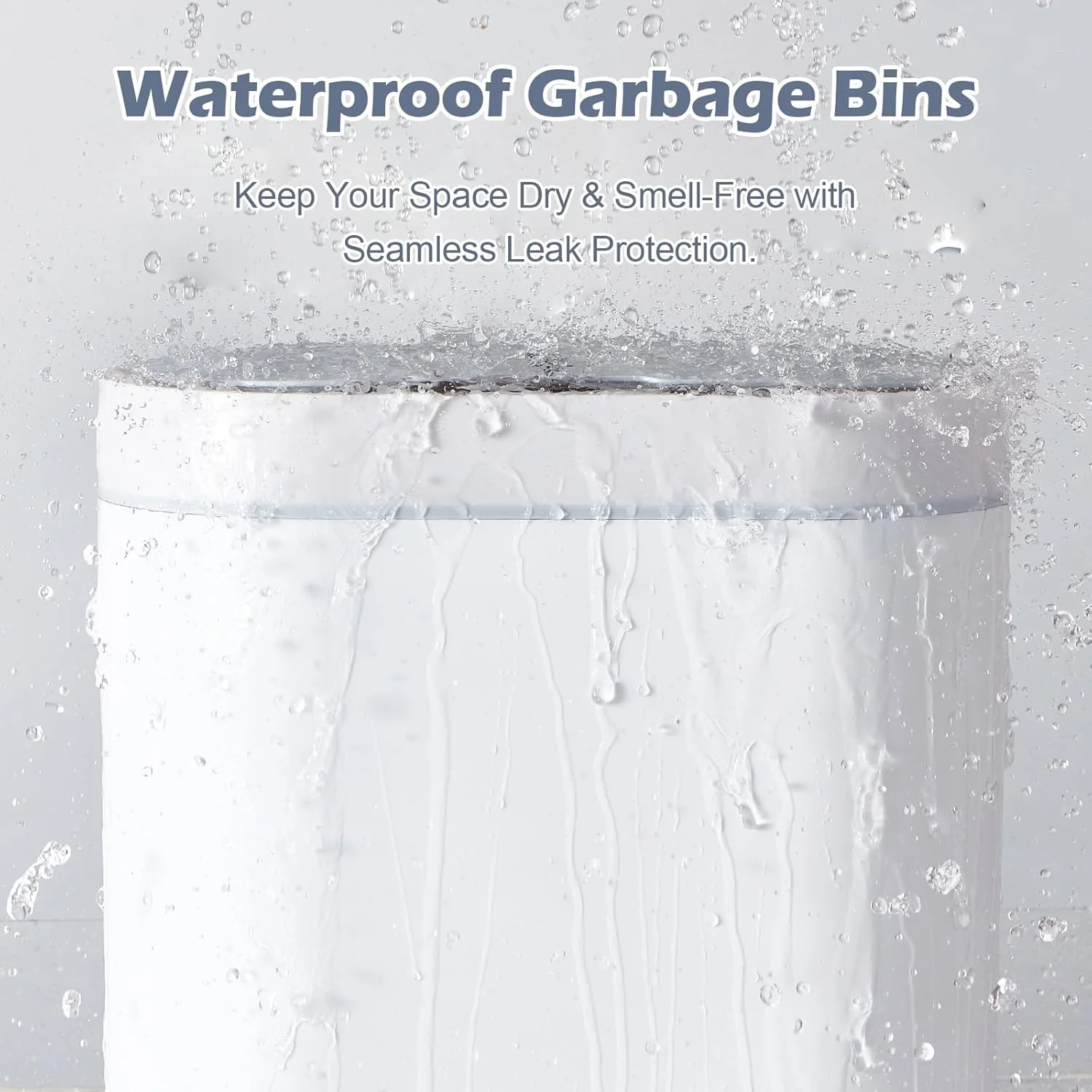 سطل زباله سنسوردار ELPHECO مناسب حمام، بسته 2 عددی، 9.5 لیتری و 7.5 لیتری، سطل زباله اتوماتیک، سطل زباله هوشمند باریک پلاستیکی با درب، سطل زباله مناسب حمام، آشپزخانه، دفتر کار، سفید، بسته 2 عددی