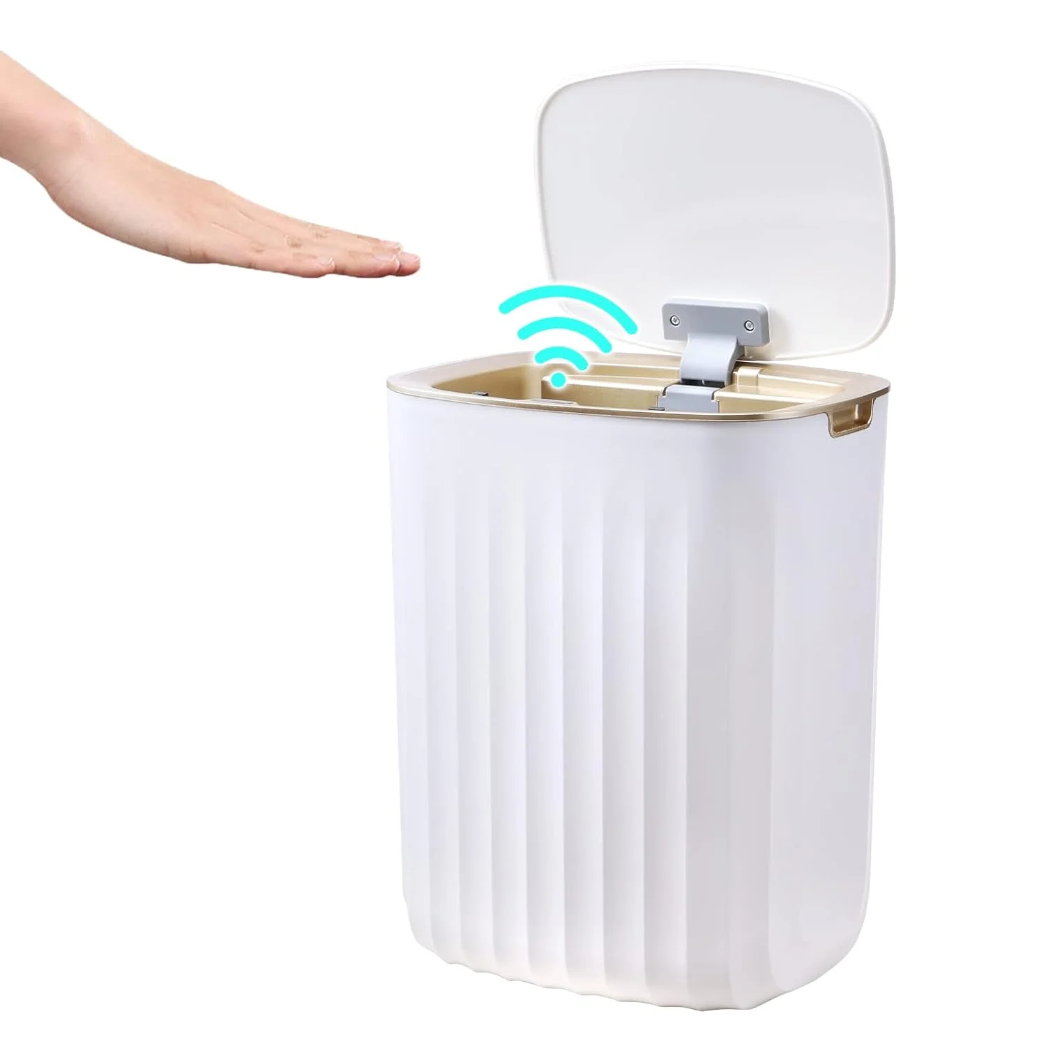 سطل زباله سنسوردار ضد آب ELPHECO با ظرفیت 3.5 گالن، سطل زباله اتوماتیک مناسب اتاق خواب، حمام، اتاق نشیمن، دفتر کار، طلایی سطل زباله سنسوردار ضد آب ELPHECO با ظرفیت 3.5 گالن، سطل زباله اتوماتیک مناسب اتاق خواب، حمام، اتاق نشیمن، دفتر کار، طلایی