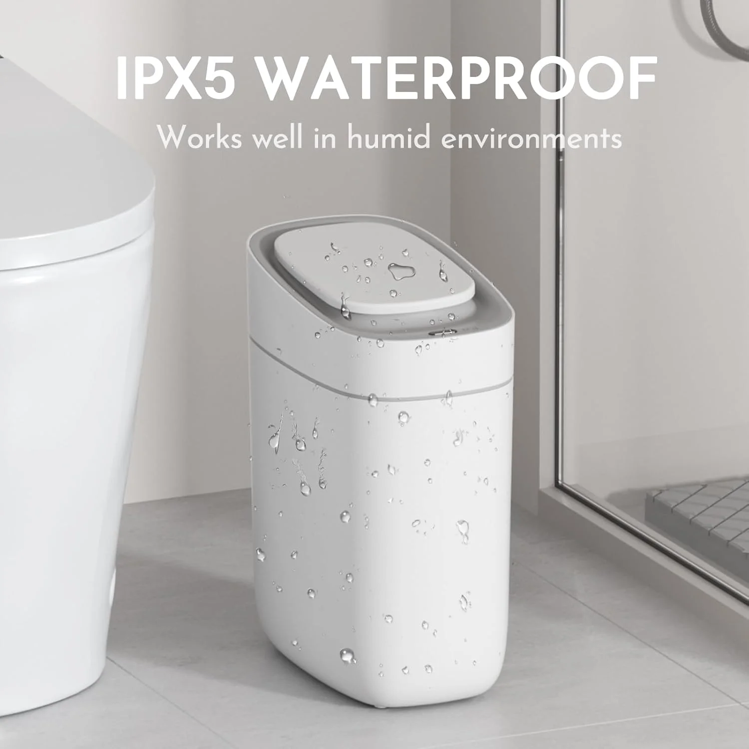 سطل زباله سنسوردار باریک ELPHECO مناسب حمام (سفید) سطل زباله سنسوردار باریک ELPHECO مناسب حمام (سفید)