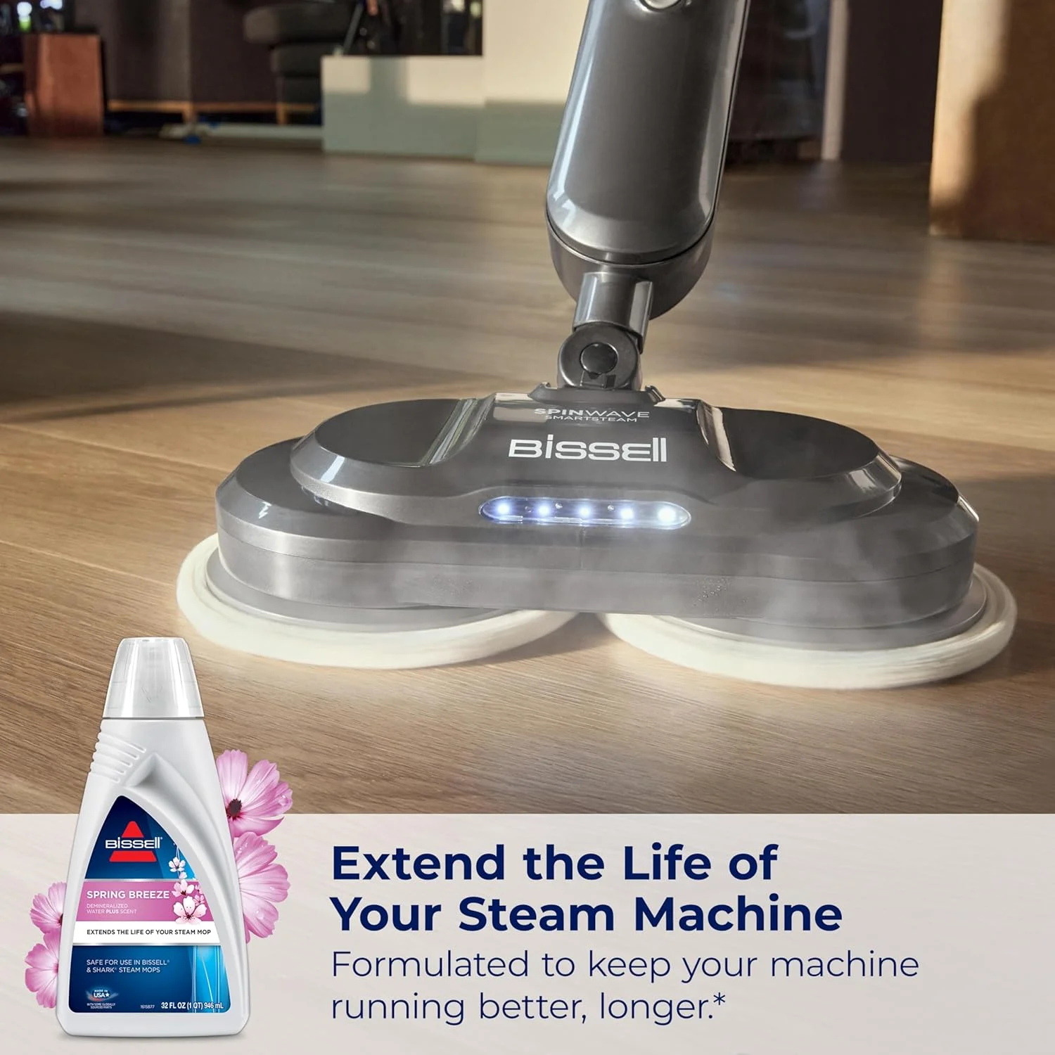 مایع معطر BISSELL با رایحه نسیم بهاری برای بخارشوی - رایحه مرکبات تازه و گل، تقویت کننده تمیز کردن با بخار، ایمن برای همه بخارشوی های BISSELL، ایده آل برای کف های سخت