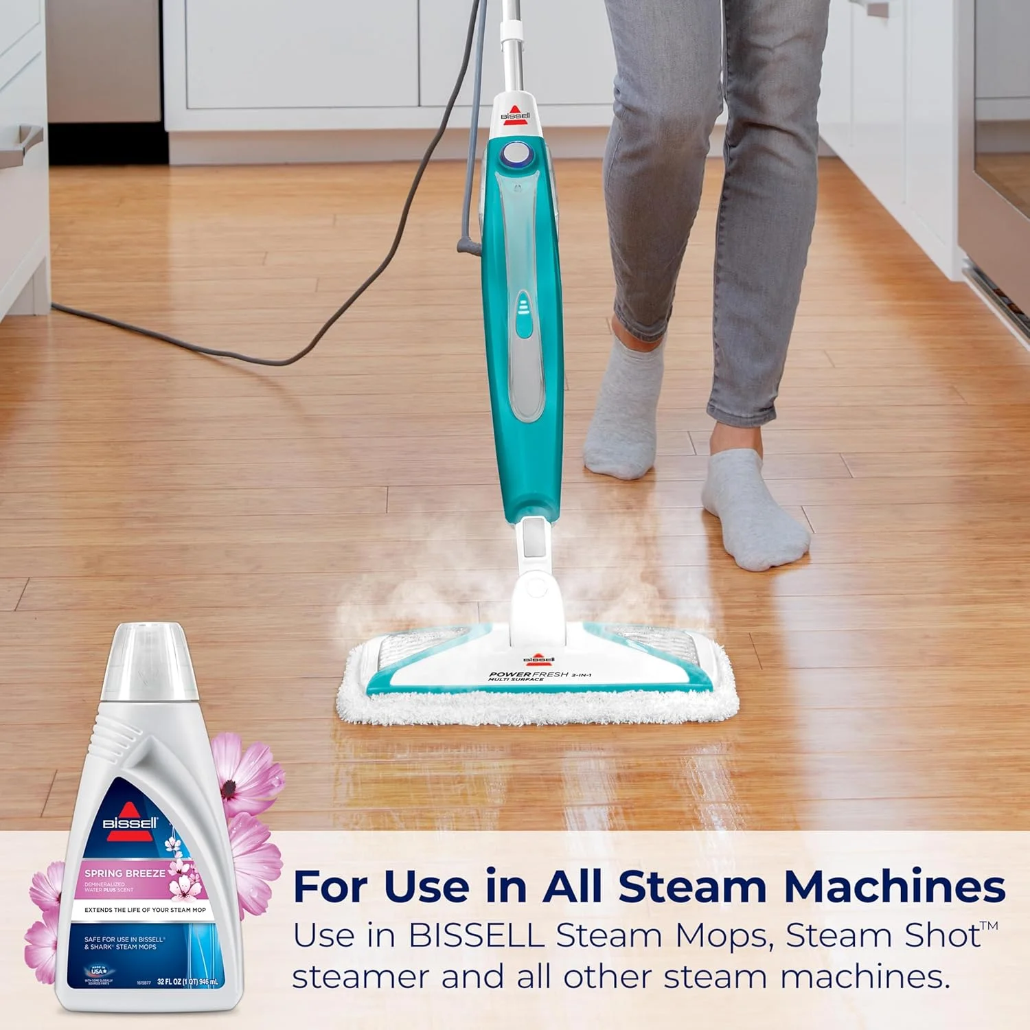 مایع معطر BISSELL با رایحه نسیم بهاری برای بخارشوی - رایحه مرکبات تازه و گل، تقویت کننده تمیز کردن با بخار، ایمن برای همه بخارشوی های BISSELL، ایده آل برای کف های سخت