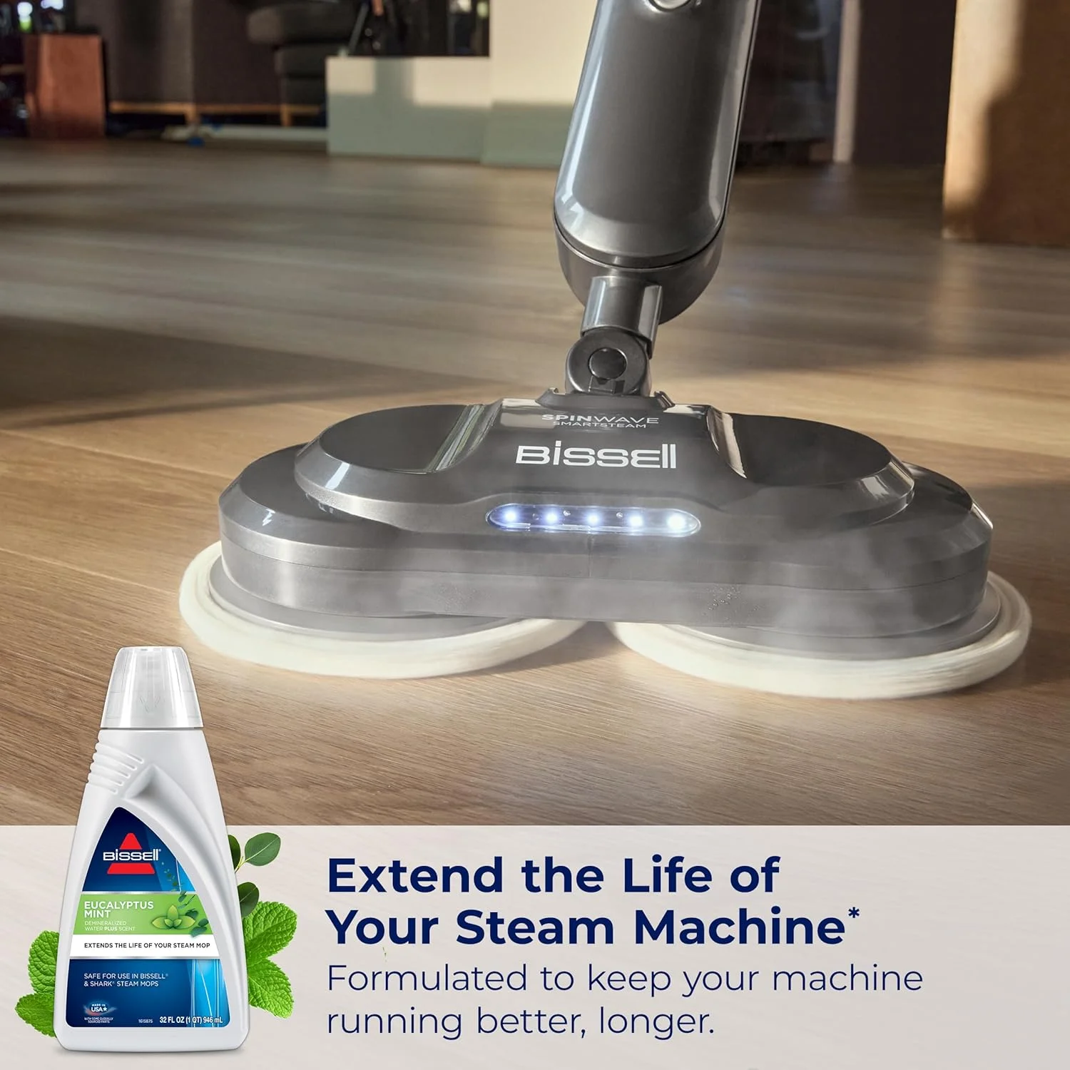 آب مقطر بخارشوی BISSELL با رایحه اکالیپتوس و نعناع، 946 میلی لیتر، 1392، سفید