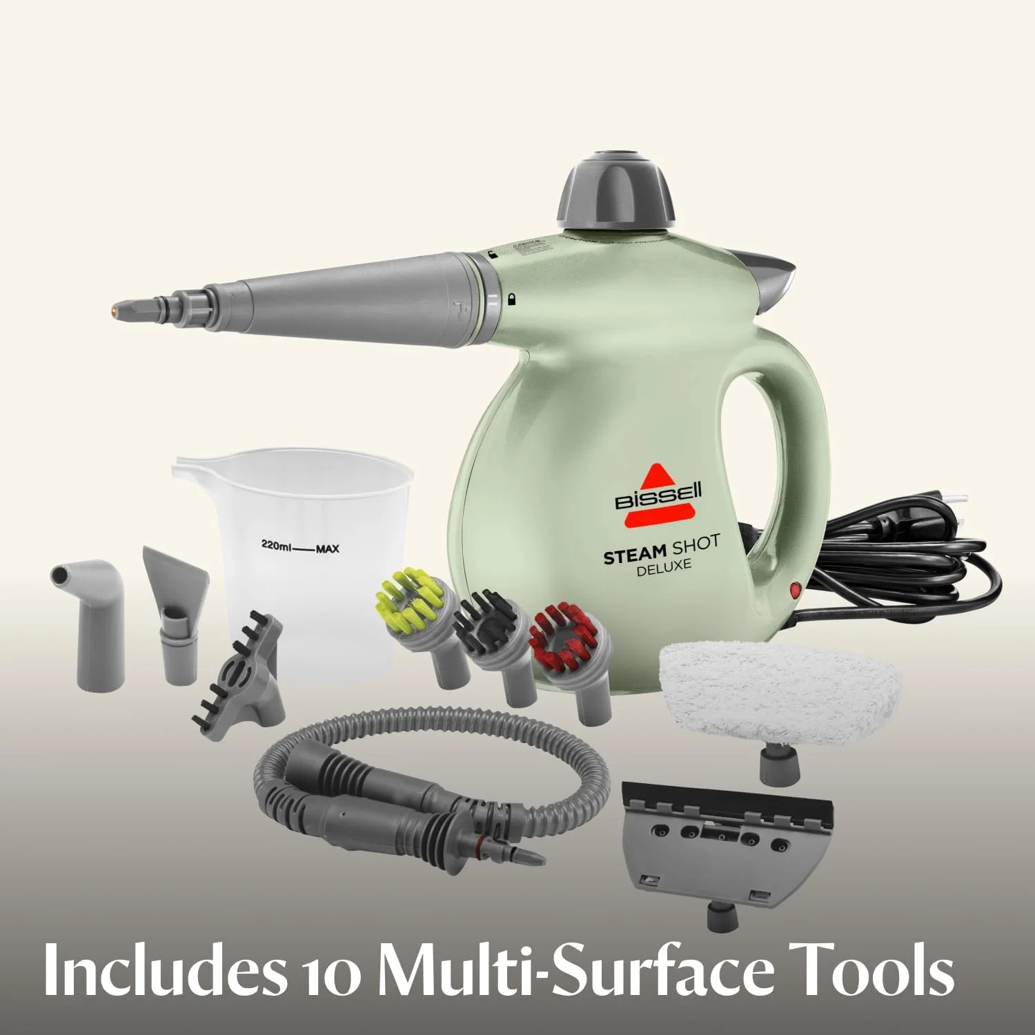 بخارشوی دستی تحت فشار BISSELL Steam Shot Deluxe برای نظافت و نگهداری با 10 ابزار تمیز کننده