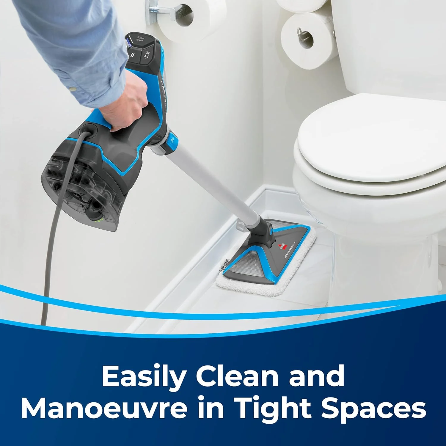 بیسل | پاور فرش اسلیم استیم کلین 3 در 1 (2233E)، تیتانیوم/آبی بوسانوا - 2 سال گارانتی تولید