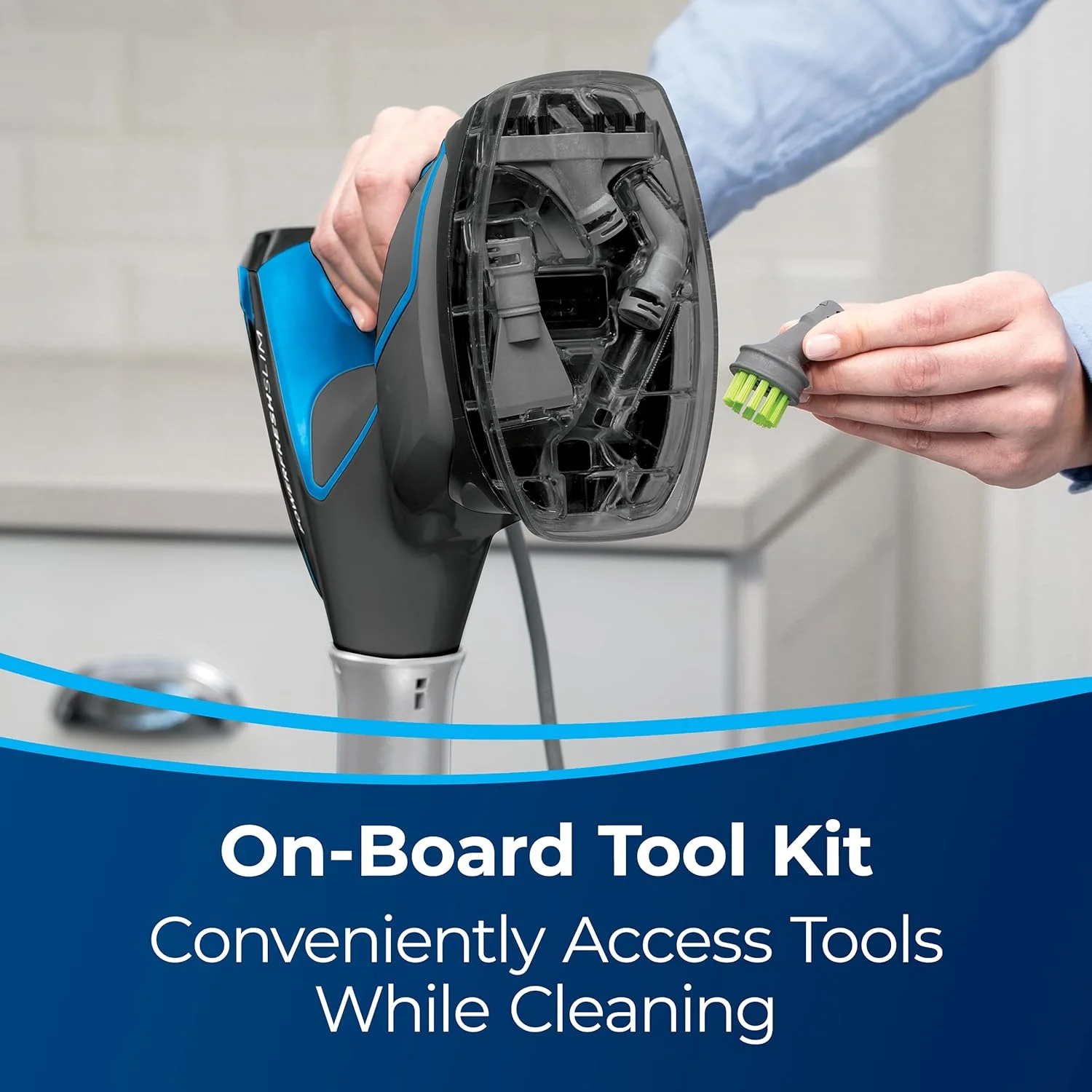 بیسل | پاور فرش اسلیم استیم کلین 3 در 1 (2233E)، تیتانیوم/آبی بوسانوا - 2 سال گارانتی تولید