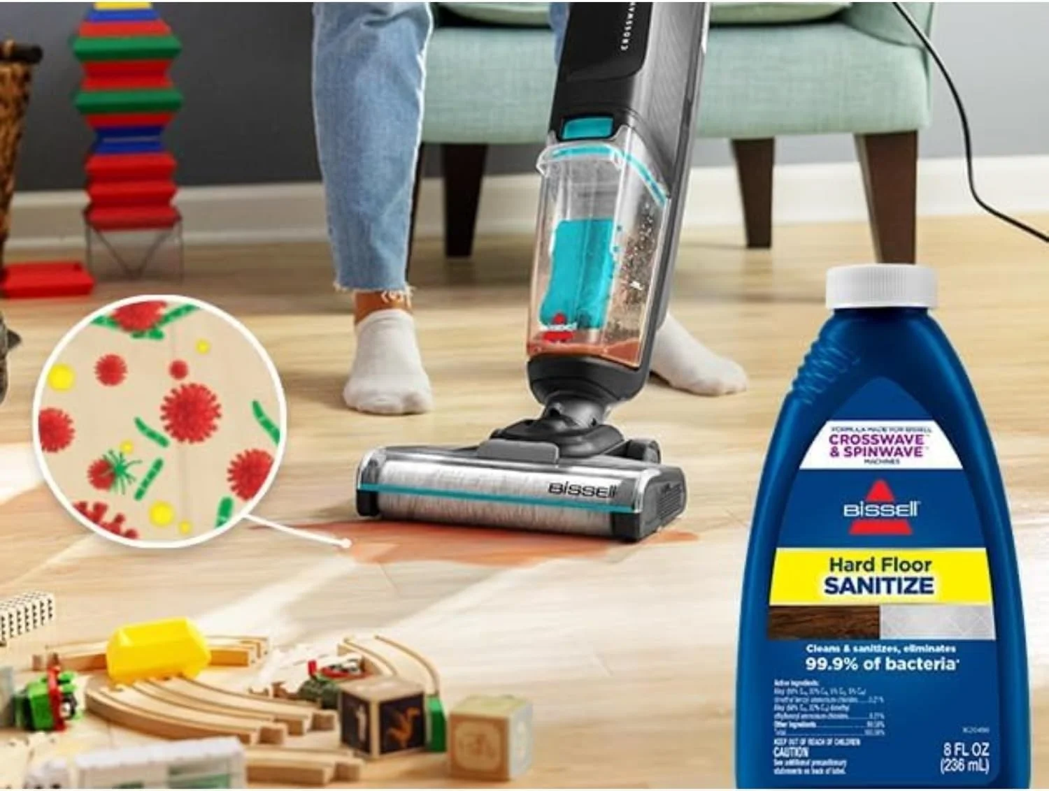 جاروبرقی آب و خاک BISSELL CrossWave HF2 3845E - تمیز کننده چند سطحی کف برای کف های سخت با مکش قدرتمند - سیم دار | 2 سال گارانتی BISSELL