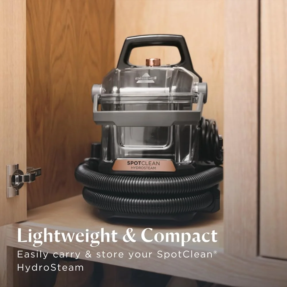 جاروبرقی لکه بر BISSELL SpotClean HydroSteam 3700E - تمیز کننده عمیق قابل حمل با فناوری Hydrosteam، حذف قدرتمند لکه ها برای فرش ها با قدرت بخار، جمع و جور و سبک وزن | 2 سال گارانتی BISSELL