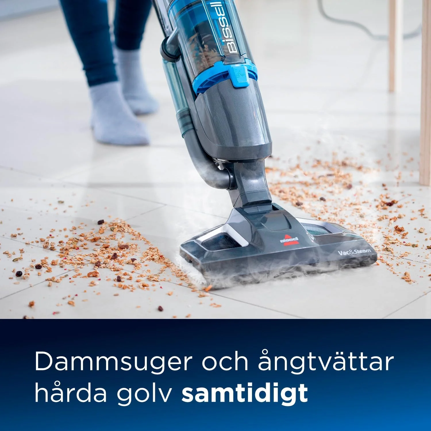 بخارشوی ایستاده بیسل مدل 1977N، ظرفیت 1.35 لیتر، آبی و تیتانیومی، 1600 وات