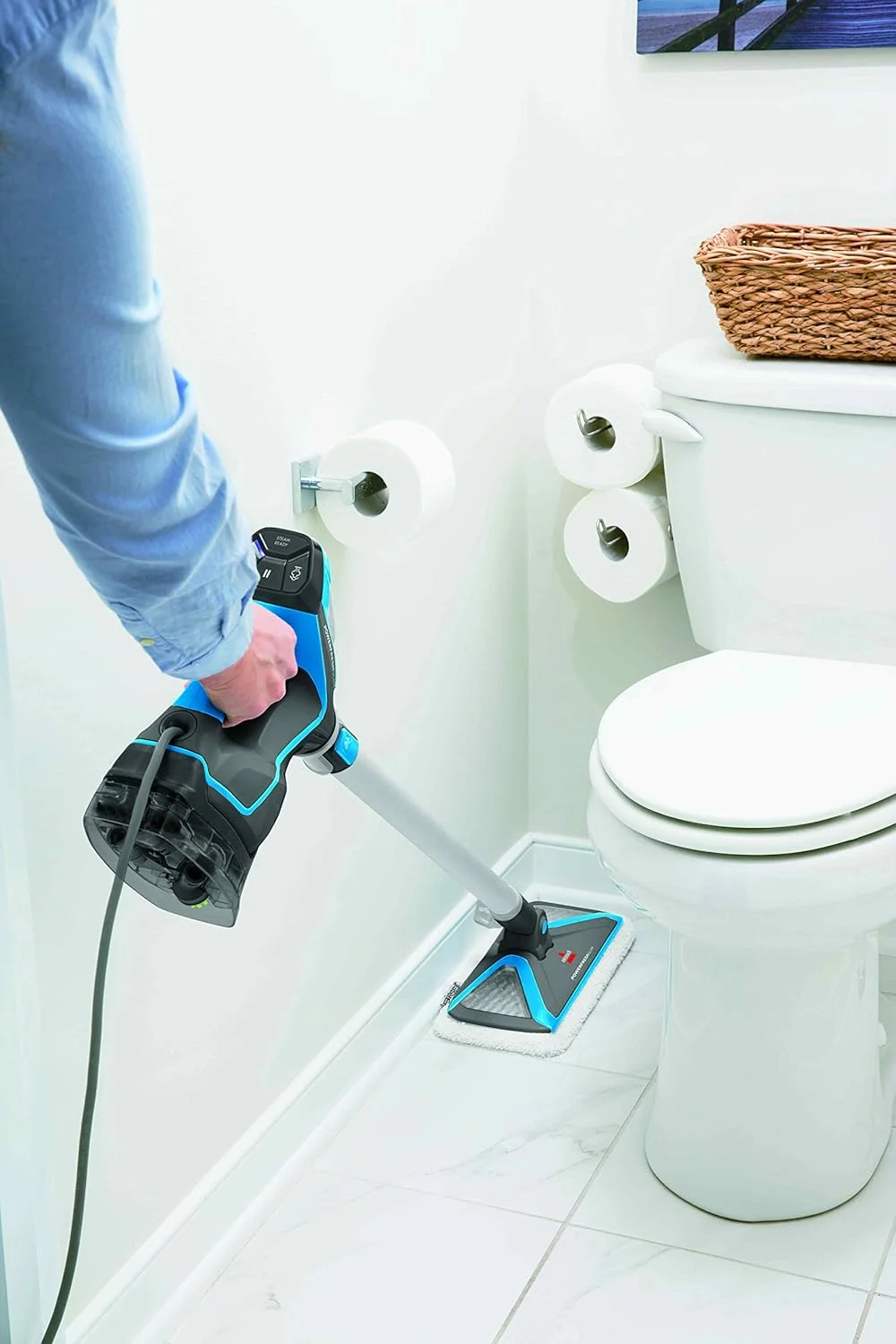 بیسل | پاور فرش اسلیم استیم کلین 3 در 1 (2233E)، تیتانیوم/آبی بوسانوا - 2 سال گارانتی تولید