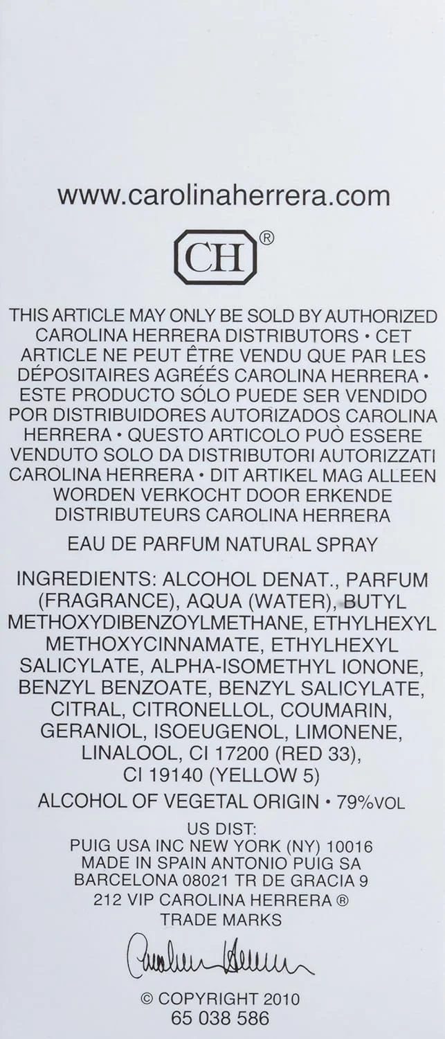 عطر زنانه کارولینا هررا 212 وی آی پی، 30 میلی لیتر ادو پرفیوم اسپری