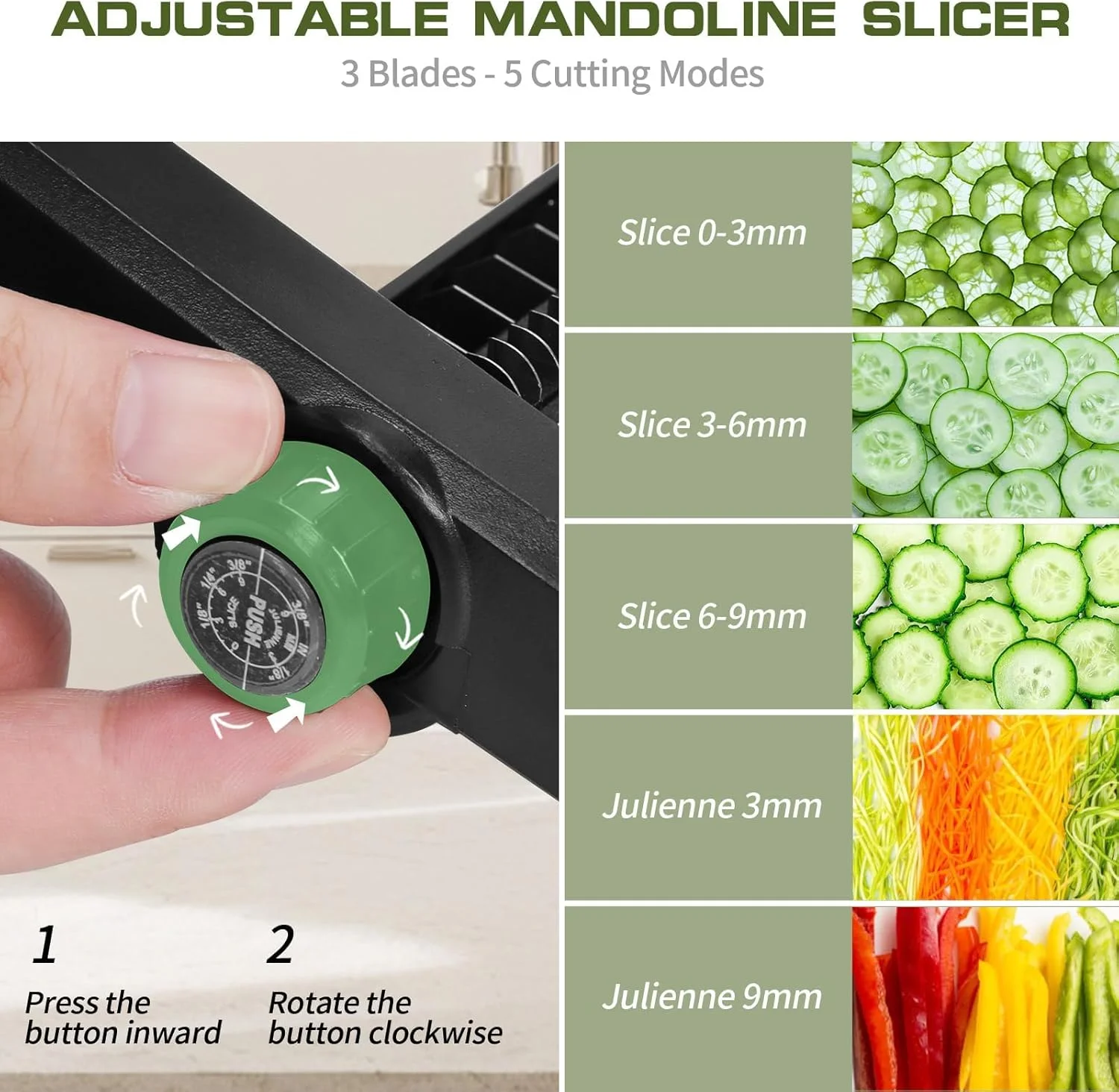 اسلایسر سبزیجات چندکاره مستر هوم 5 در 1، اسلایسر غذای استیل ضد زنگ با دستکش ایمنی و برس تمیز کننده، خردکن سبزیجات قابل تنظیم برای سیب زمینی، پیاز، هویج، خیار، کلم