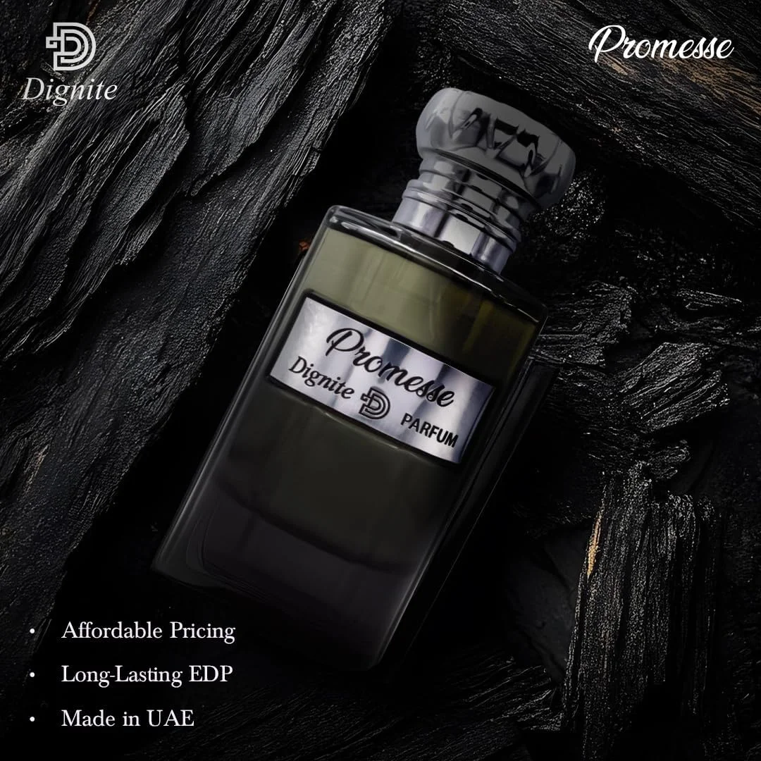 عطر Dignite Promesse حجم 100 میلی لیتر – ادو پرفیوم – ترکیبی مجلل از زعفران، عود و نعناع هندی – رایحه ای ماندگار و یونیسکس