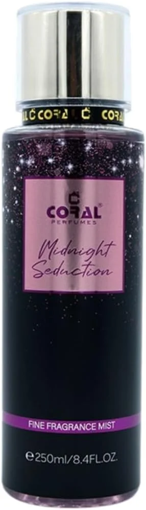 اسپری خوشبو کننده بدن مردانه و زنانه Coral Midnight Seduction - 250 میلی لیتر | رایحه ای اغوا کننده و унисекс با گیلاس، فلفل و عنبر | بادی میست چوبی و تند ماندگار