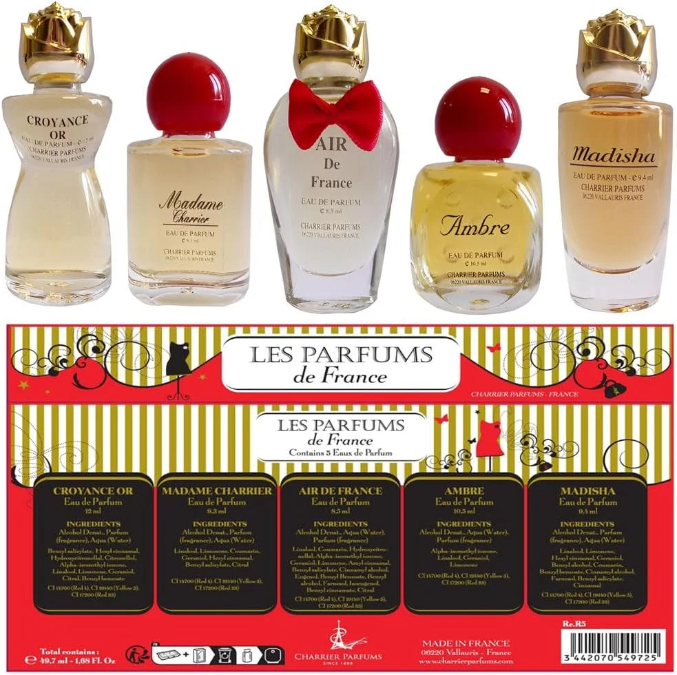 Charrier Parfums - Charrier Parfums - Les Parfums de France - ست هدیه 5 ادو پرفیوم - مجموعه لوکس - قرمز Charrier Parfums - Charrier Parfums - Les Parfums de France - ست هدیه 5 ادو پرفیوم - مجموعه لوکس - قرمز