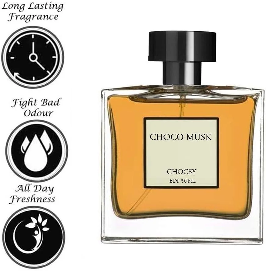 ادکلن مردانه CHOCSY Luxury Choco Musk Eau De Parfum با رایحه های تند، کهربا، وانیل، نارگیل و شکلات | ممتاز، ماندگاری طولانی، رایحه تازه و میوه ای برای مردان، 50 میلی لیتر ادکلن مردانه CHOCSY Luxury Choco Musk Eau De Parfum با رایحه های تند، کهربا، وانیل، نارگیل و شکلات | ممتاز، ماندگاری طولانی، رایحه تازه و میوه ای برای مردان، 50 میلی لیتر