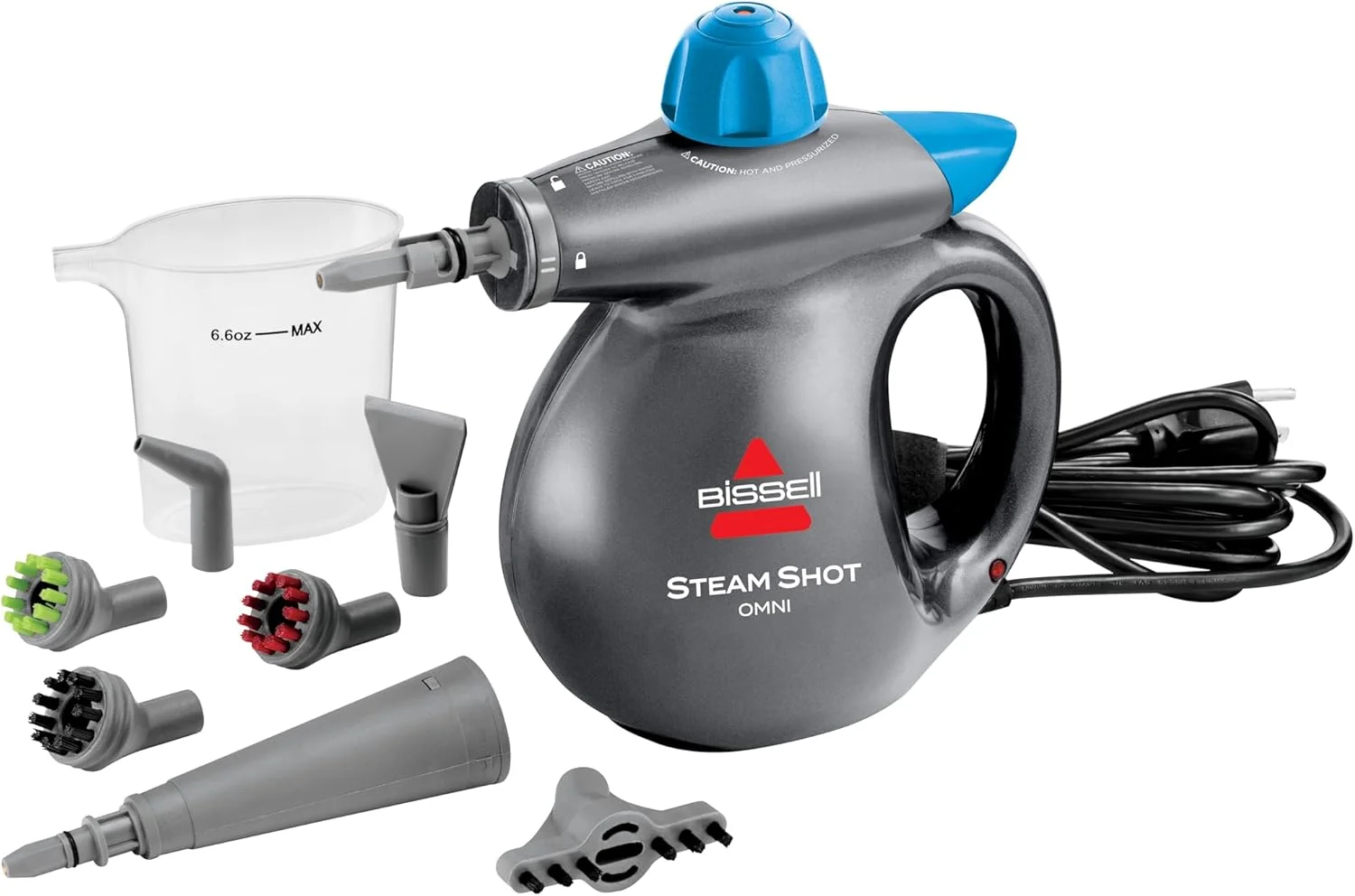 بخارشوی دستی قابل حمل BISSELL® Steam Shot™ Omni برای کاشی، دوغاب، پنجره ها، حمام ها، آشپزخانه ها، شامل 7 ابزار