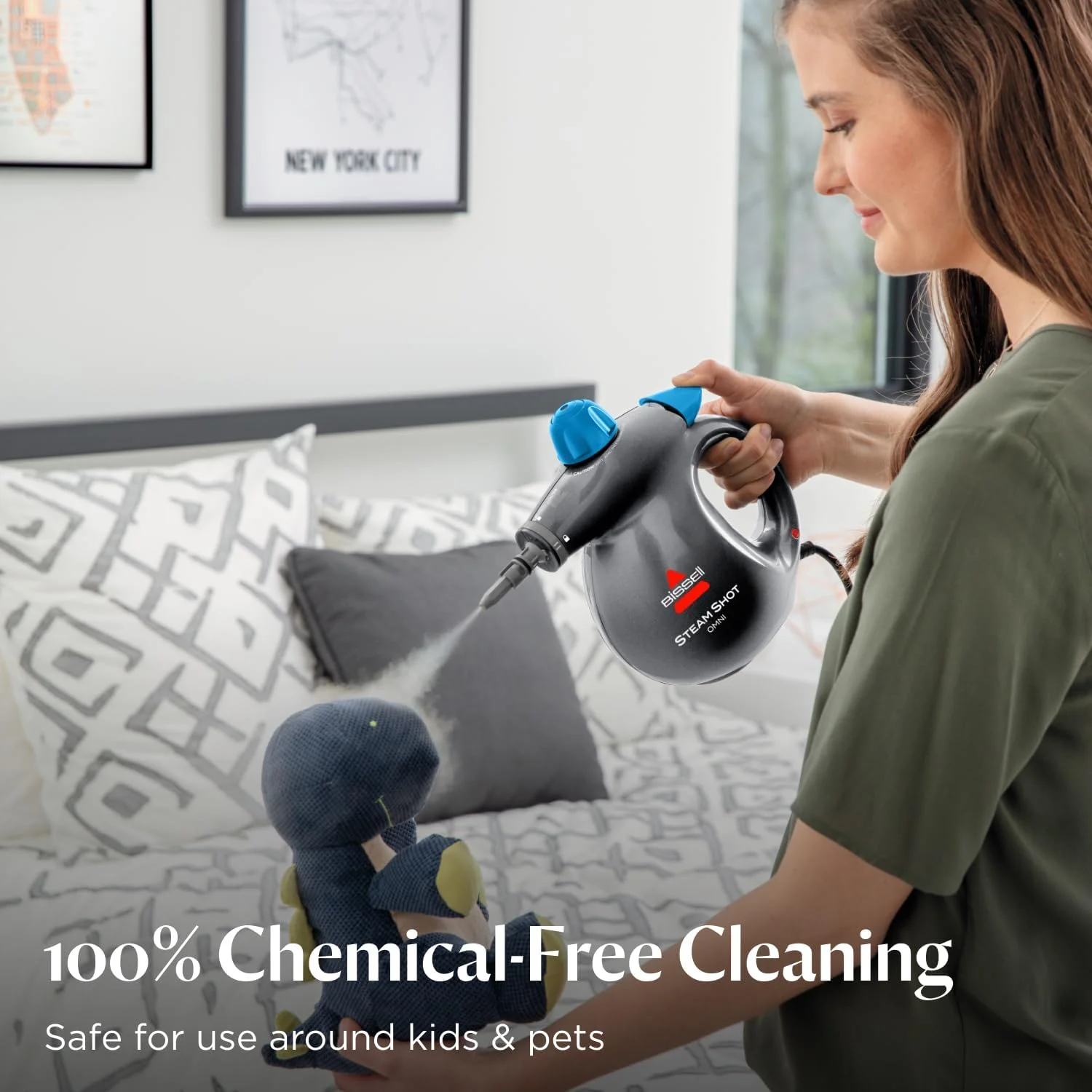 بخارشوی دستی قابل حمل BISSELL® Steam Shot™ Omni برای کاشی، دوغاب، پنجره ها، حمام ها، آشپزخانه ها، شامل 7 ابزار بخارشوی دستی قابل حمل BISSELL® Steam Shot™ Omni برای کاشی، دوغاب، پنجره ها، حمام ها، آشپزخانه ها، شامل 7 ابزار