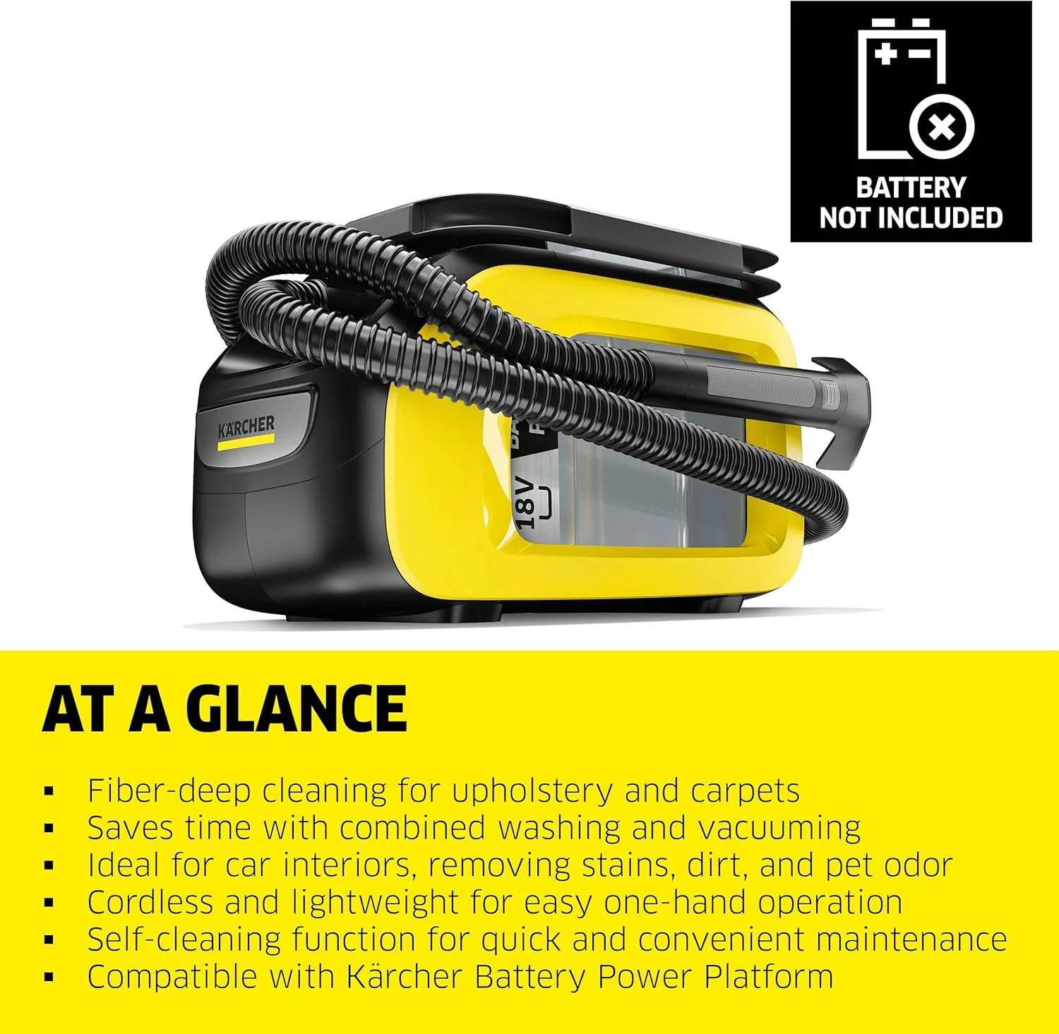 دستگاه فرش و مبل شوی بی سیم کارچر مدل SE 3-18 Compact، دارای عملکرد خود تمیز شوندگی، مناسب برای تمیز کردن فرش، خودرو و مبلمان، قابل استفاده با باتری 18 ولت کارچر (باتری شامل نمی شود) دستگاه فرش و مبل شوی بی سیم کارچر مدل SE 3-18 Compact، دارای عملکرد خود تمیز شوندگی، مناسب برای تمیز کردن فرش، خودرو و مبلمان، قابل استفاده با باتری 18 ولت کارچر (باتری شامل نمی شود)