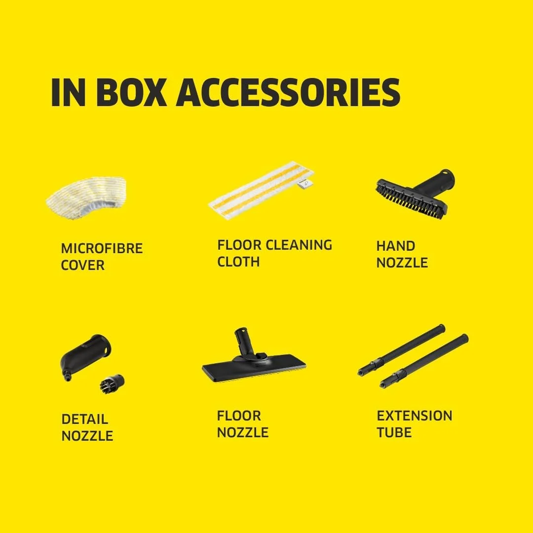 بخارشوی کارچر SC 2 EasyFix، 1500 وات، فشار 3.2 بار، 1200 لیتر بخار/لیتر آب، تمیز کردن بدون مواد شیمیایی، از بین بردن 99.99% ویروس ها و باکتری ها، کیت کف شوی EasyFix، ایده آل برای مصارف خانگی، فناوری آلمان، سفید