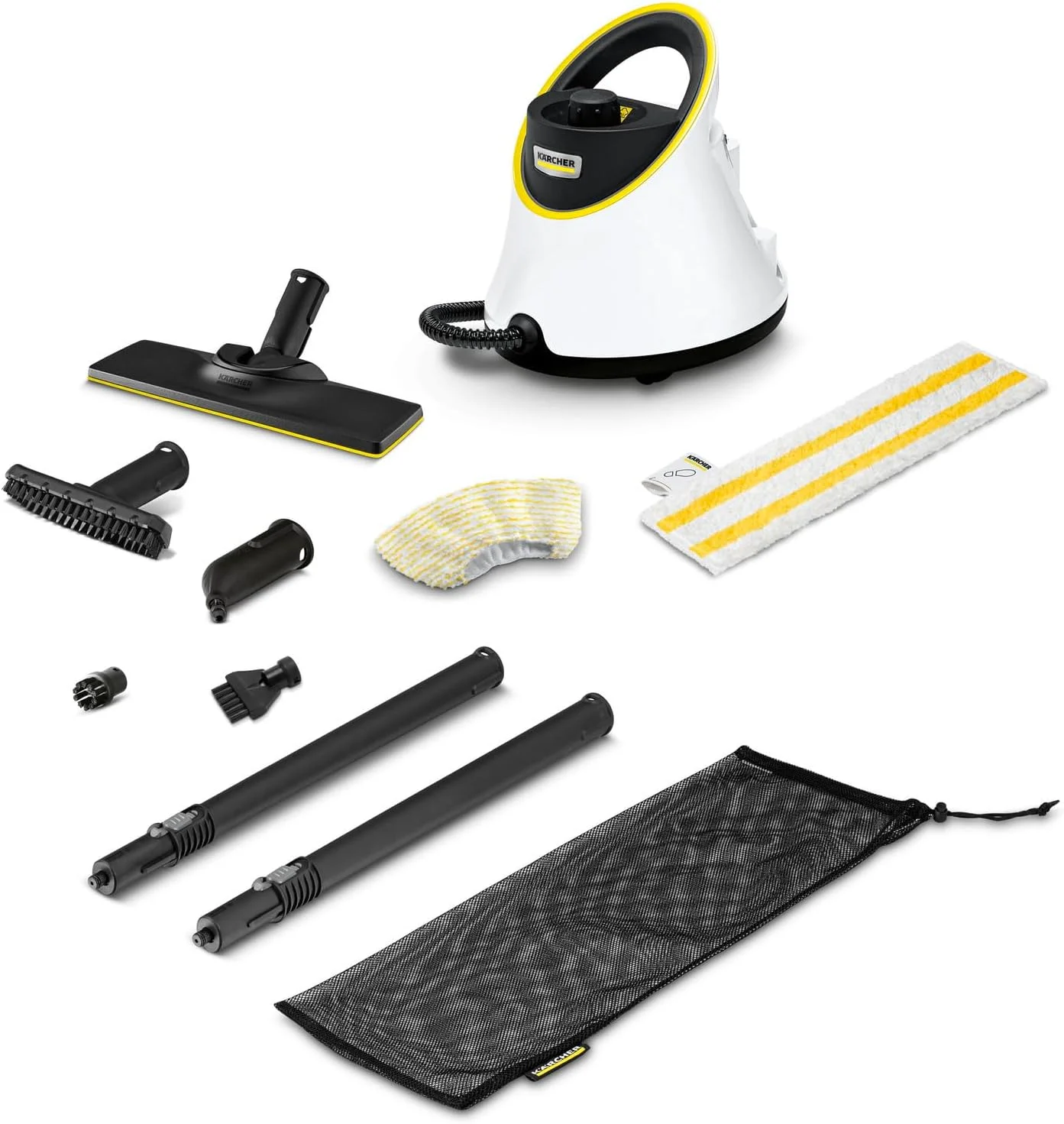 بخارشوی کارچر SC 2 Deluxe EasyFix، تمیز کردن بدون مواد شیمیایی برای کف‌های سخت، آشپزخانه‌ها و حمام‌ها، 1500 وات، با نمایشگر LED و کیت لوازم جانبی