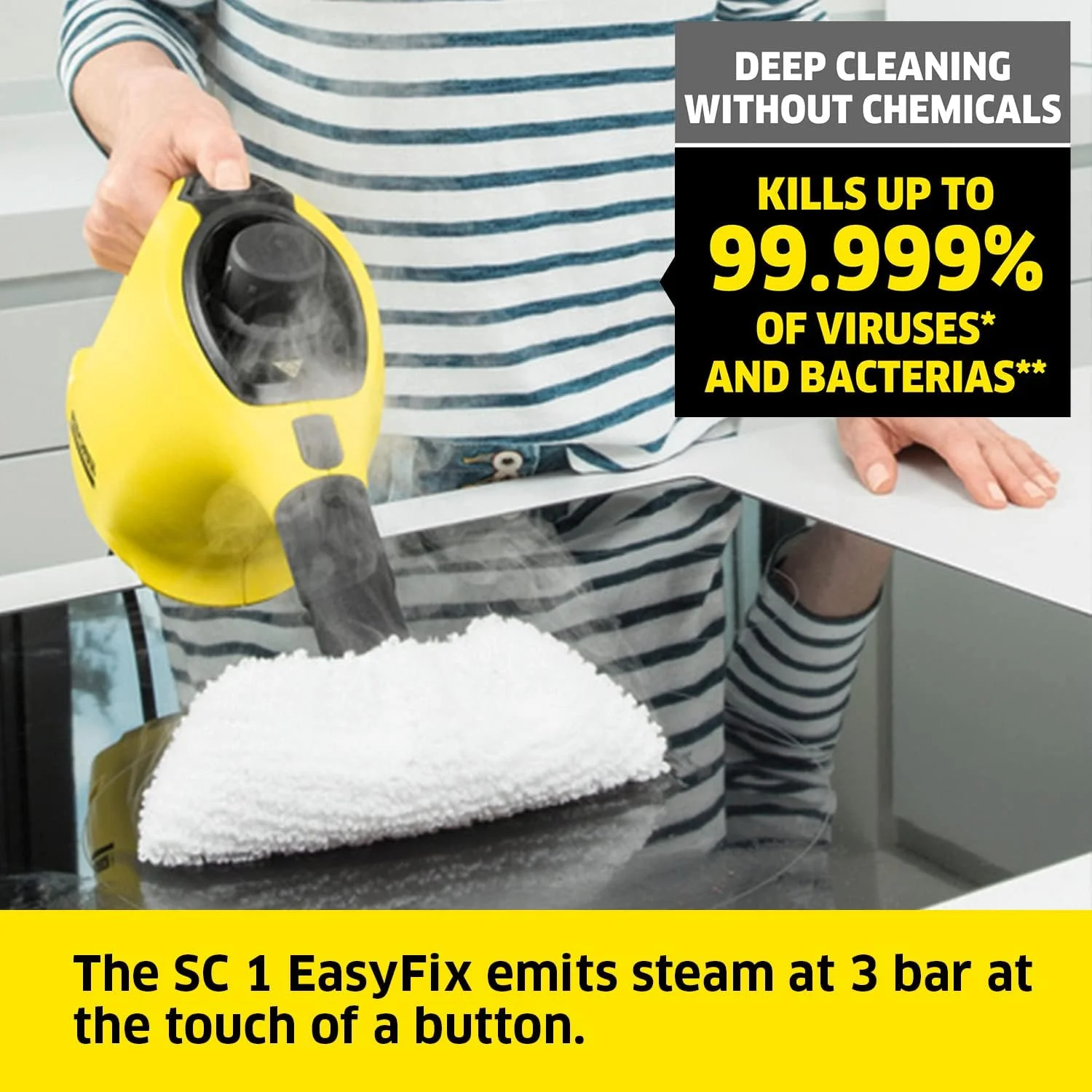 بخارشوی کارچر، 1200 وات برای تمیز کردن عمیق و ضد عفونی کردن تمام سطوح سخت، کارچر SC1 Easyfix "حداقل 1 سال گارانتی سازنده" بخارشوی کارچر، 1200 وات برای تمیز کردن عمیق و ضد عفونی کردن تمام سطوح سخت، کارچر SC1 Easyfix "حداقل 1 سال گارانتی سازنده"